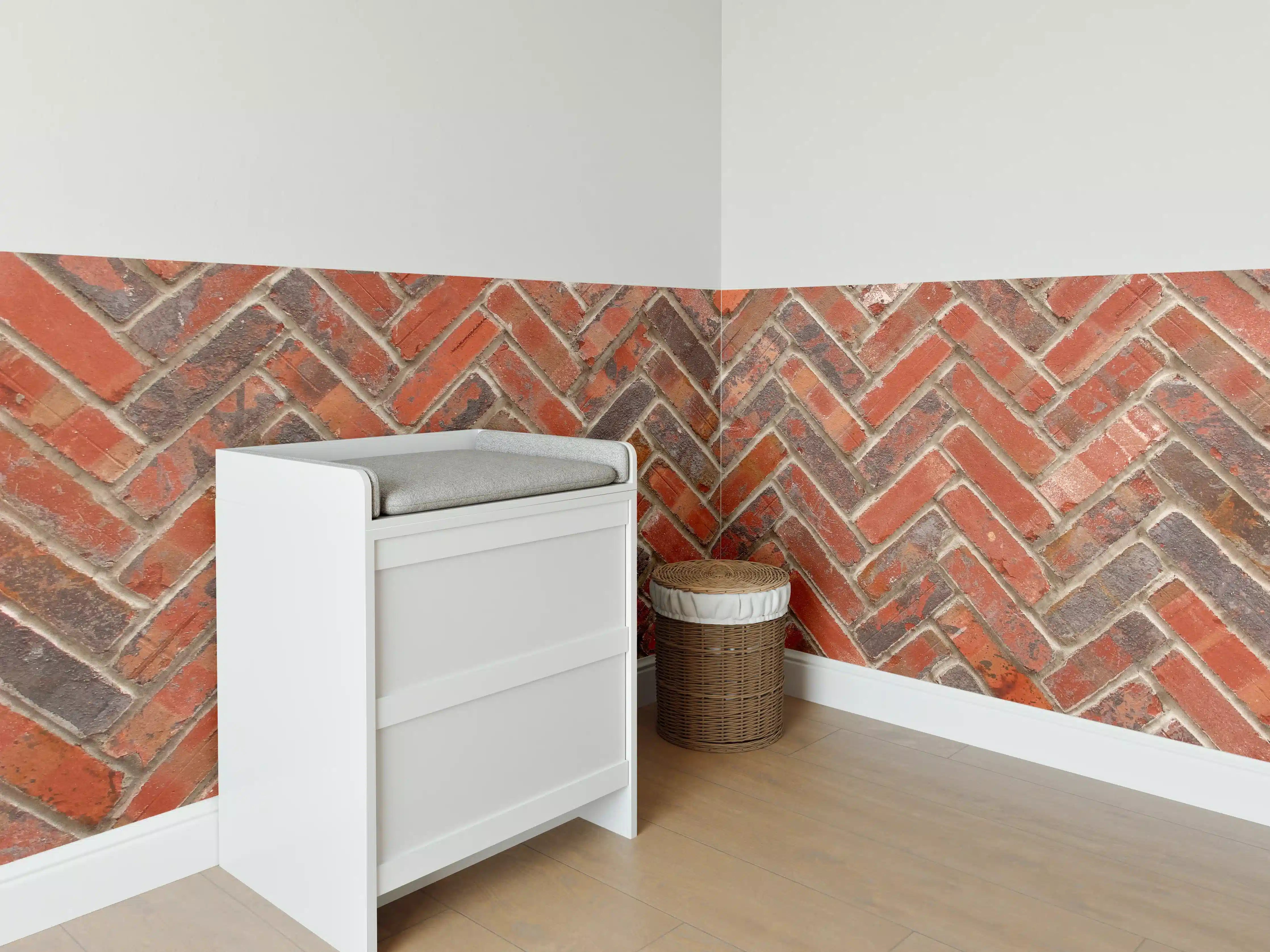 Babyzimmer Wandgestaltung - Rötliche Ziegelstein Textur