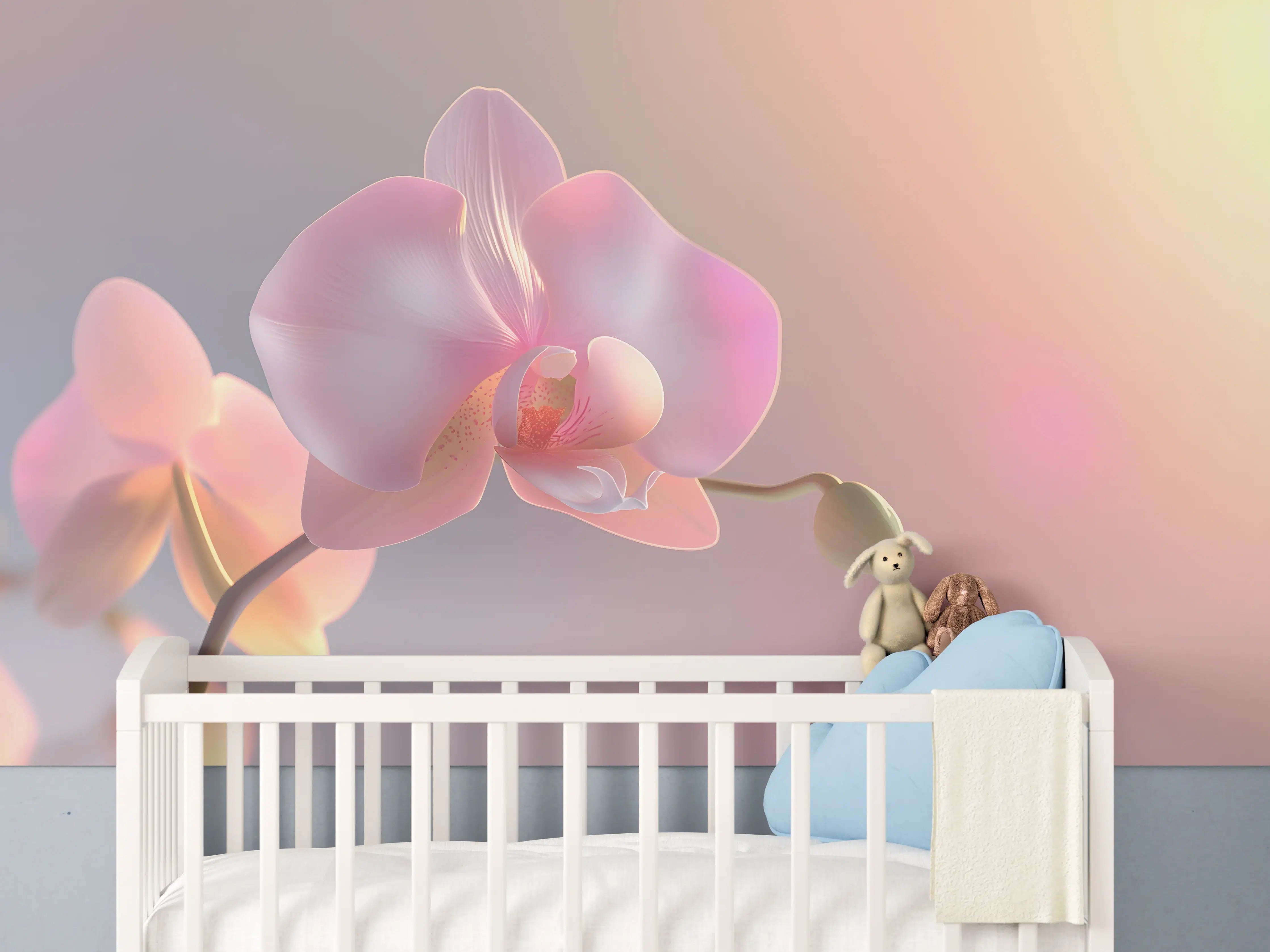 Babyzimmer Wandgestaltung - Rosa Orchidee Pastellhintergrund