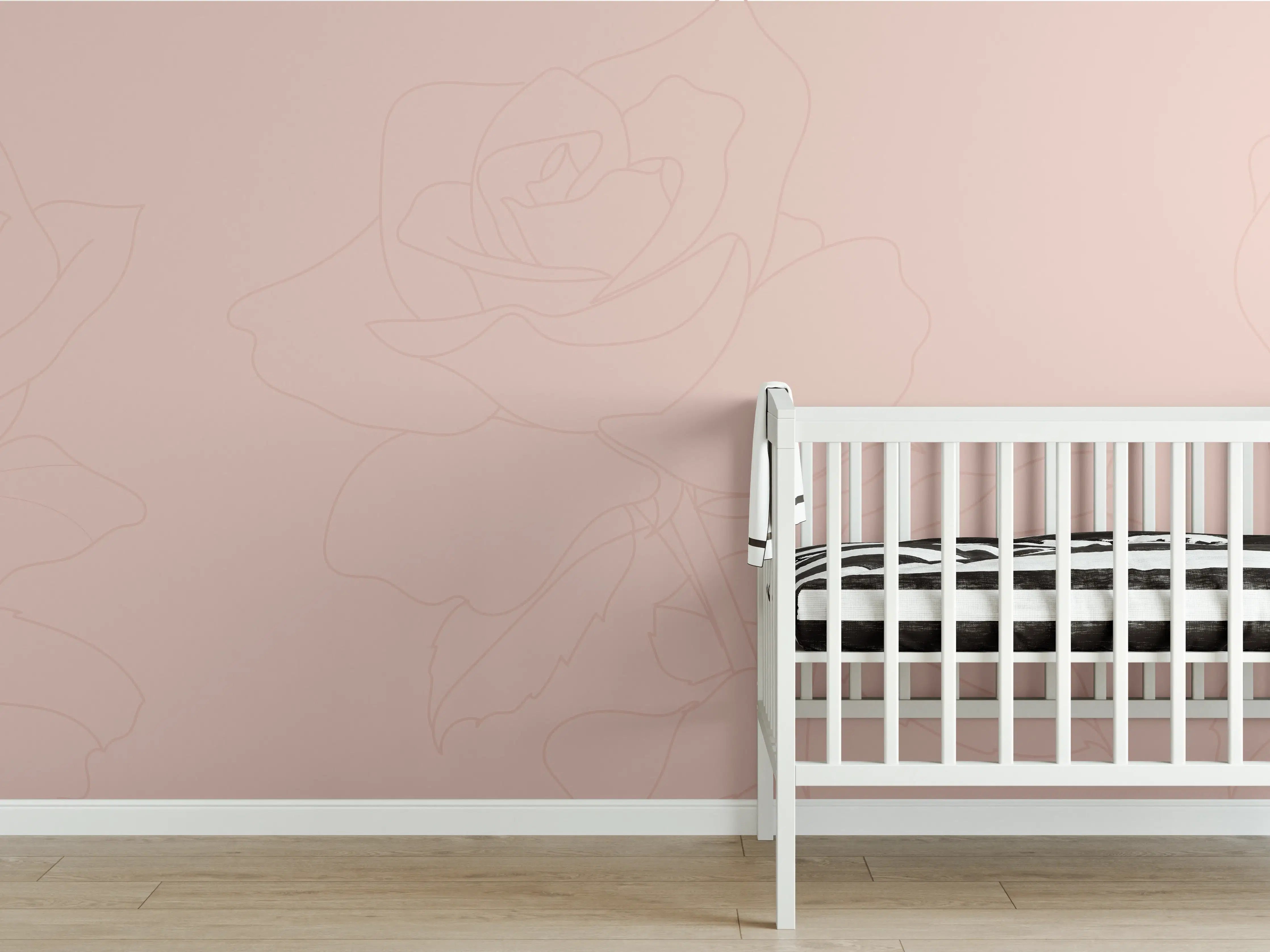 Babyzimmer Wandgestaltung - Rosa Rosen