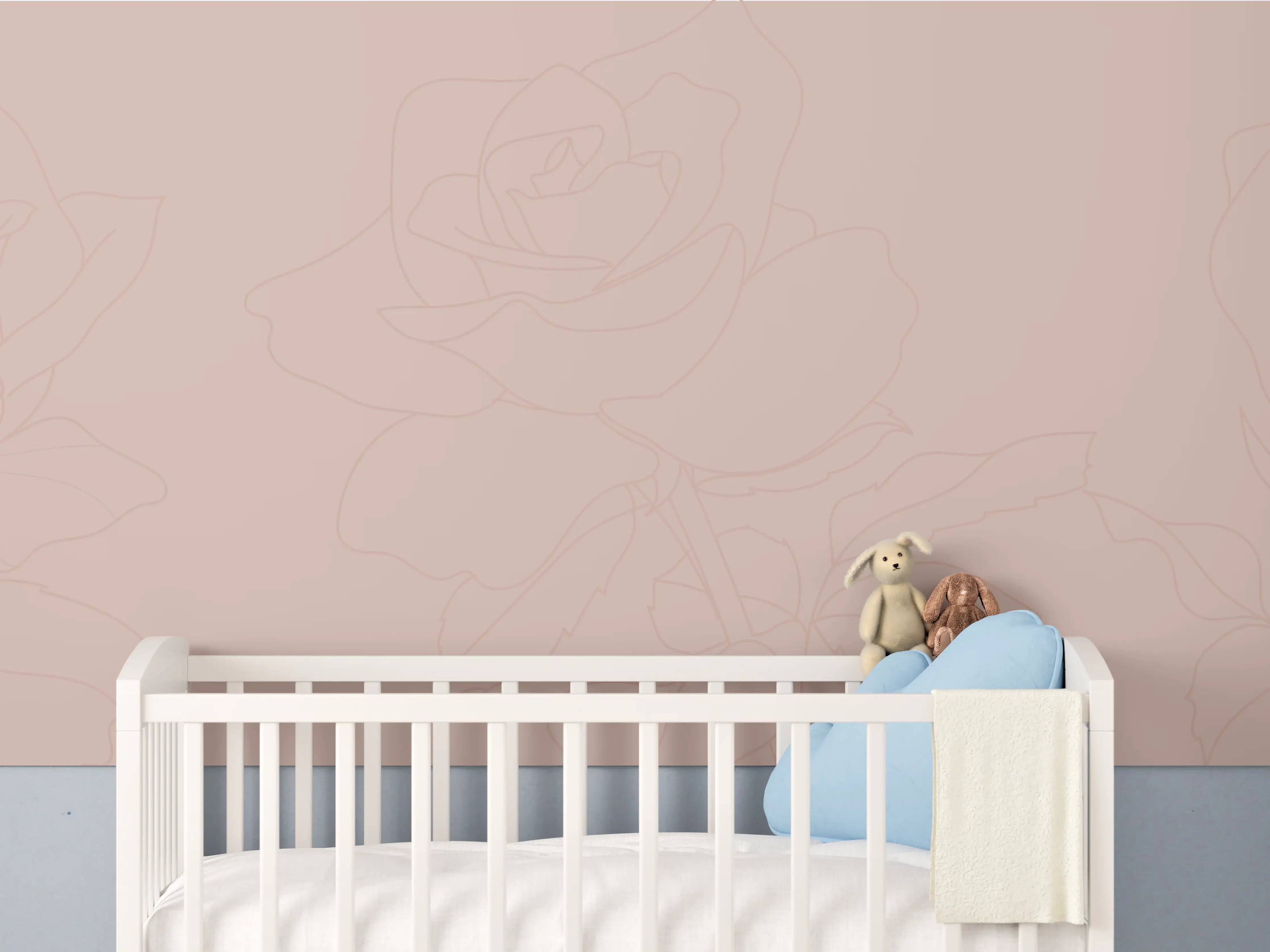 Babyzimmer Wandgestaltung - Rosa Rosen