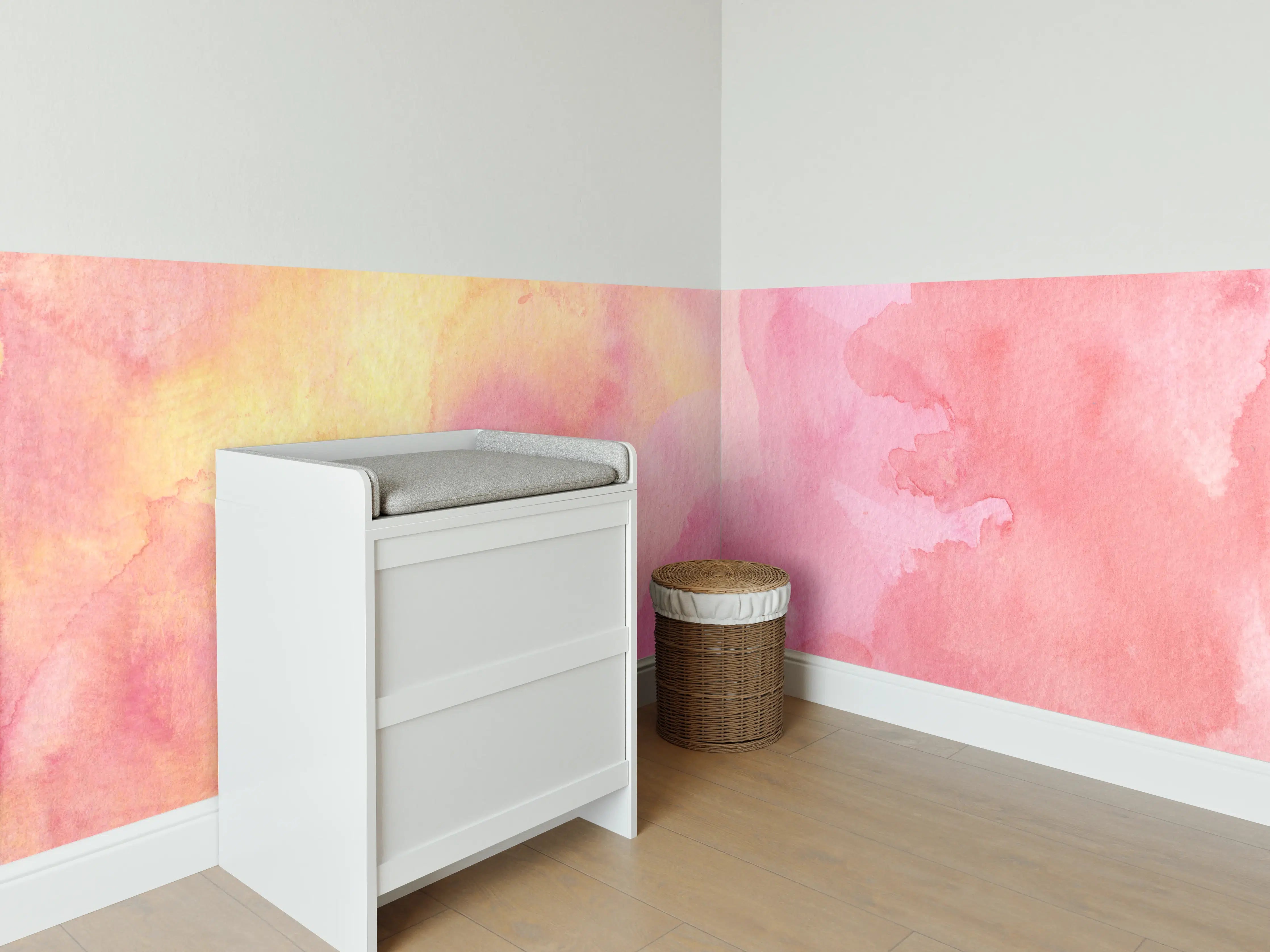 Babyzimmer Wandgestaltung - Rosa Verwaschenes Farben-Design