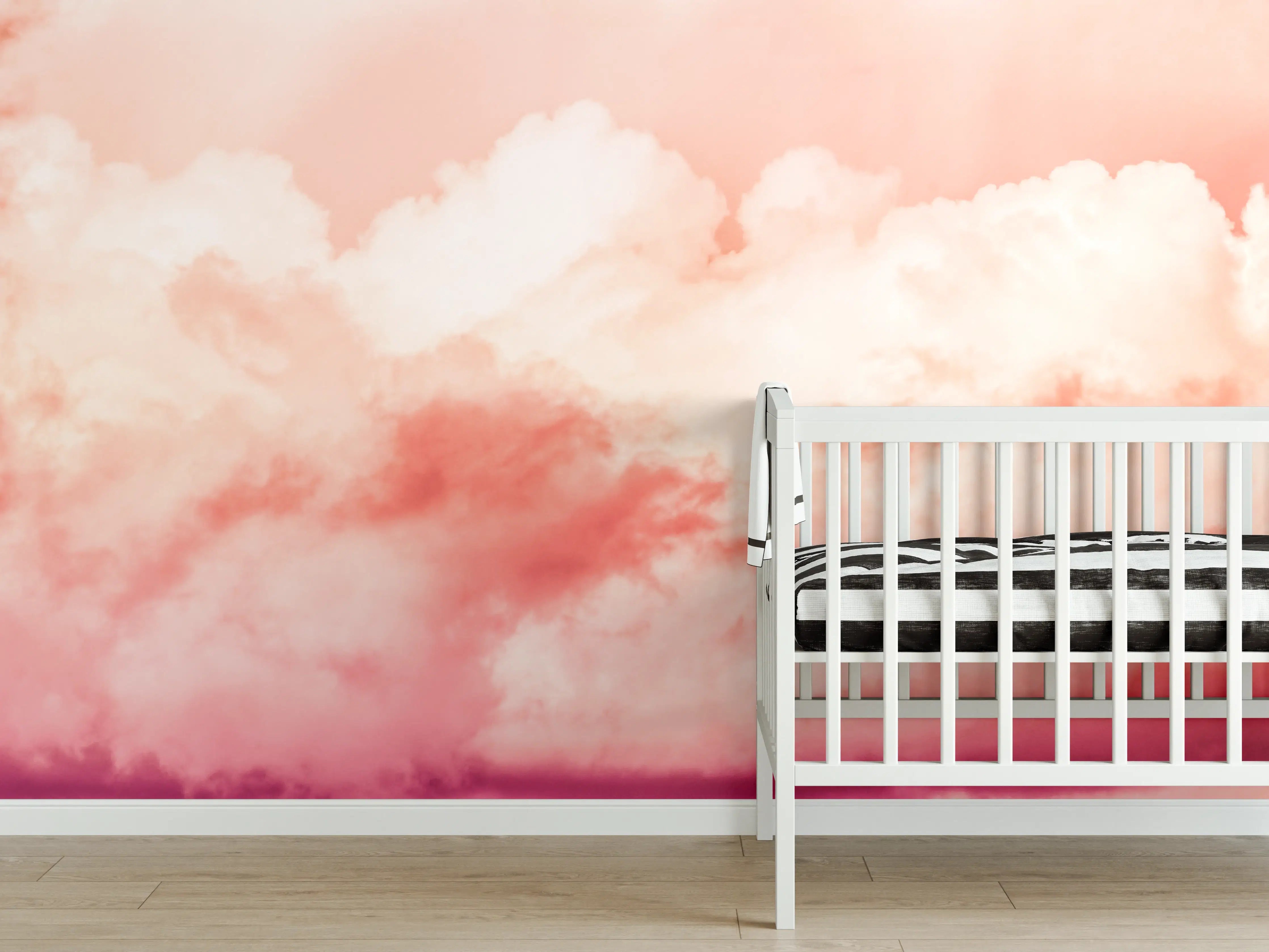 Babyzimmer Wandgestaltung - Rosa Wolkenhimmel