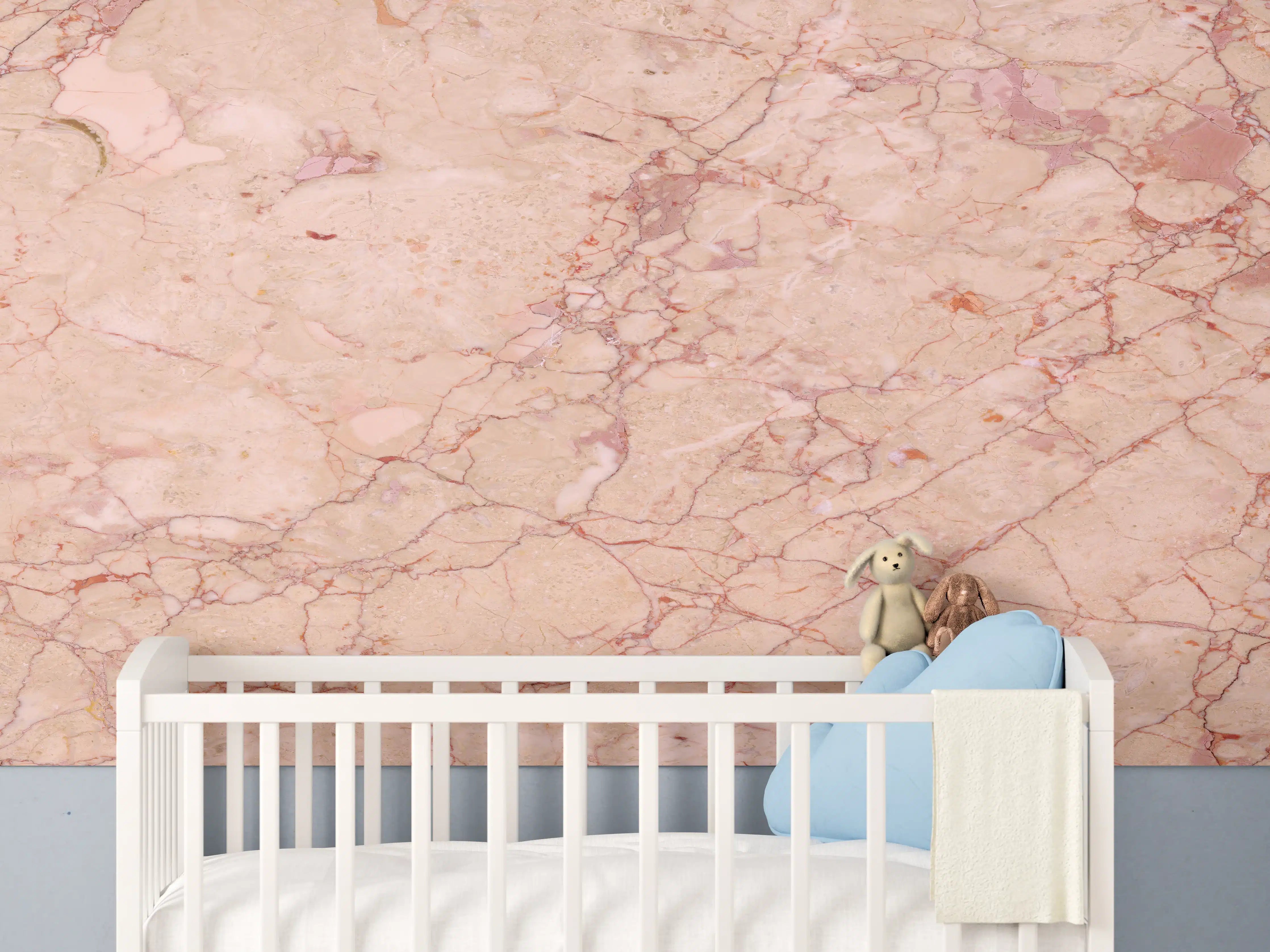 Babyzimmer Wandgestaltung - Rosafarbener abstrakter Marmor