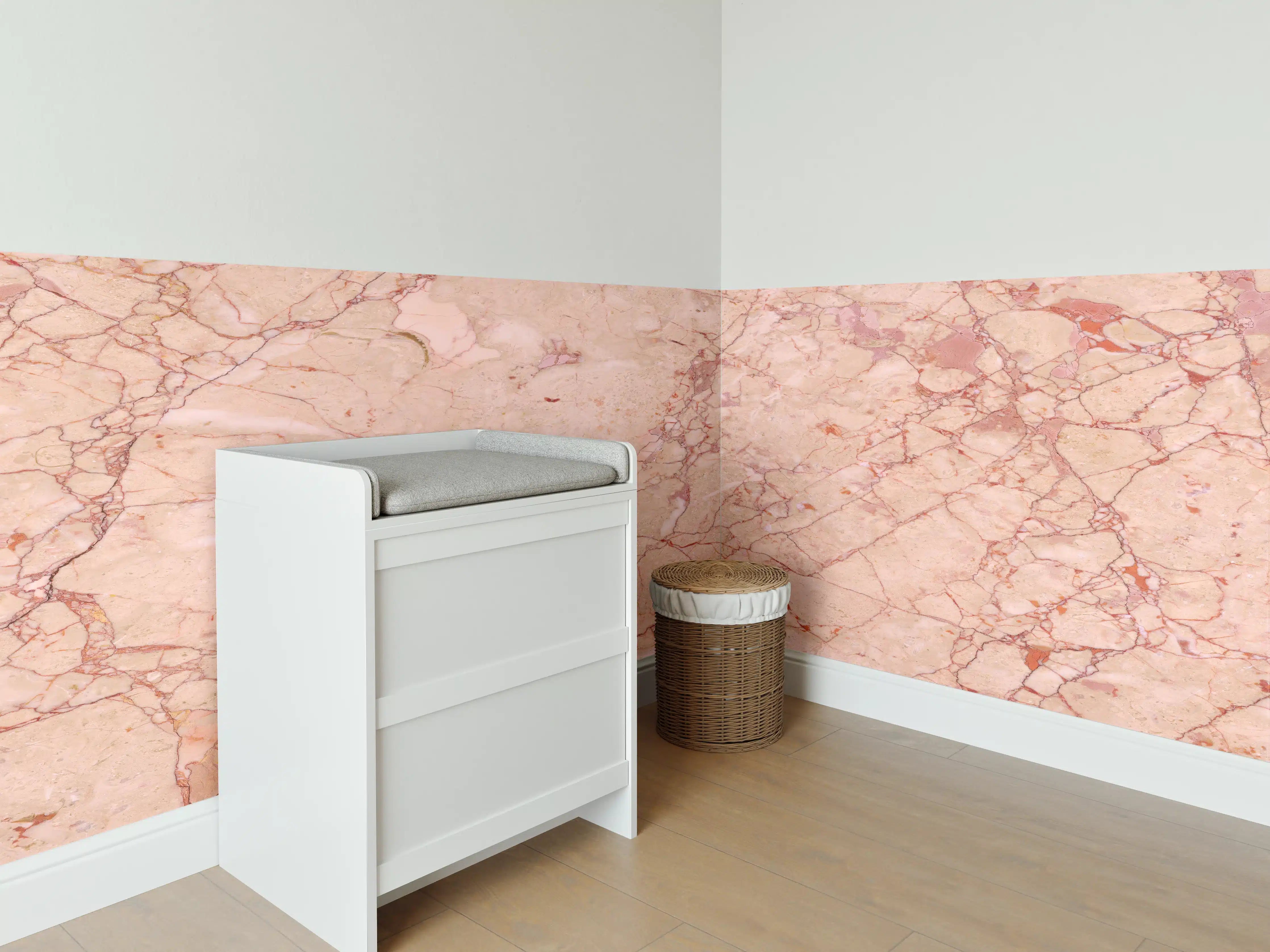 Babyzimmer Wandgestaltung - Rosafarbener abstrakter Marmor