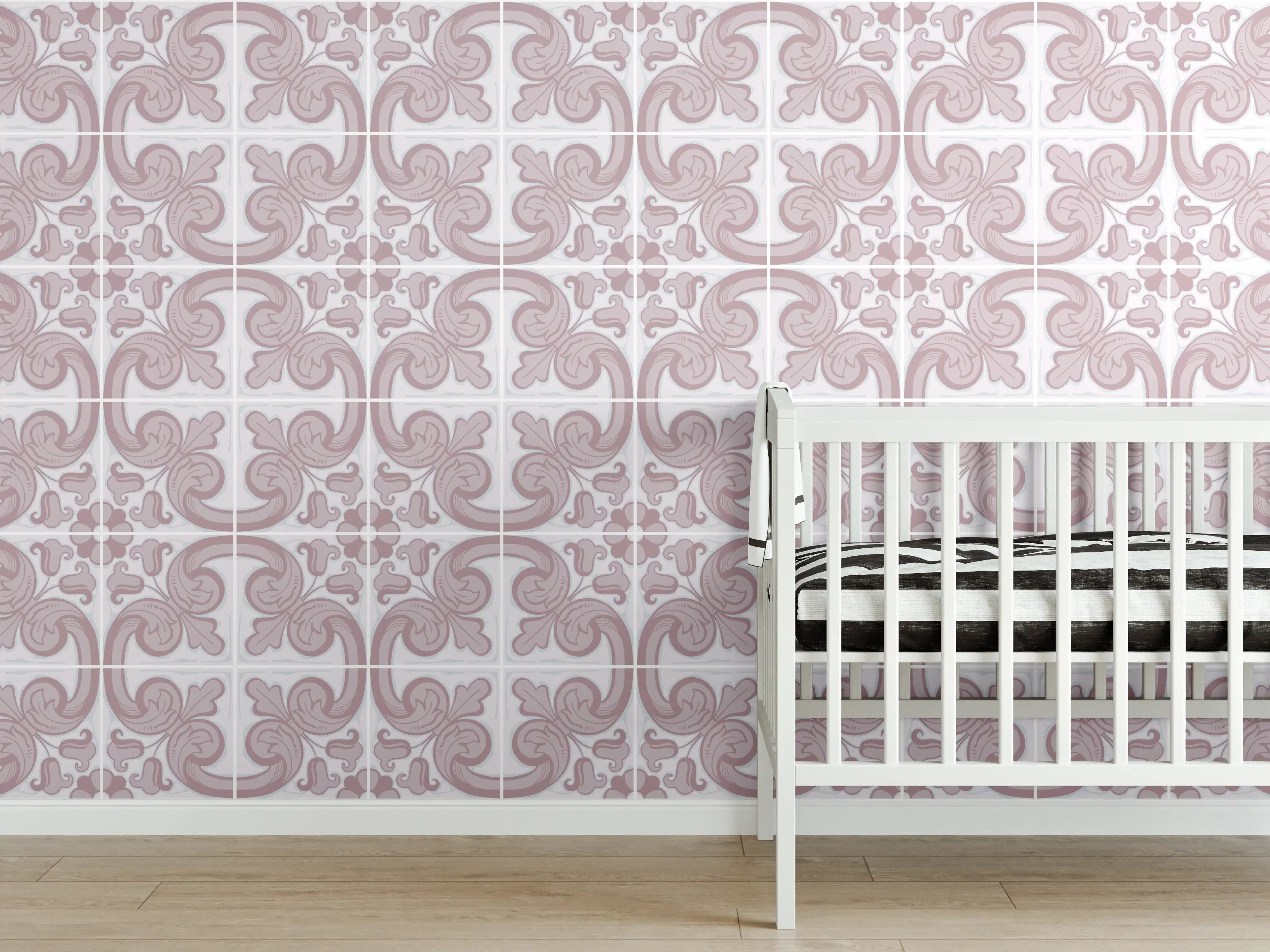 Babyzimmer Wandgestaltung - Rosafarbenes Elefantenmuster