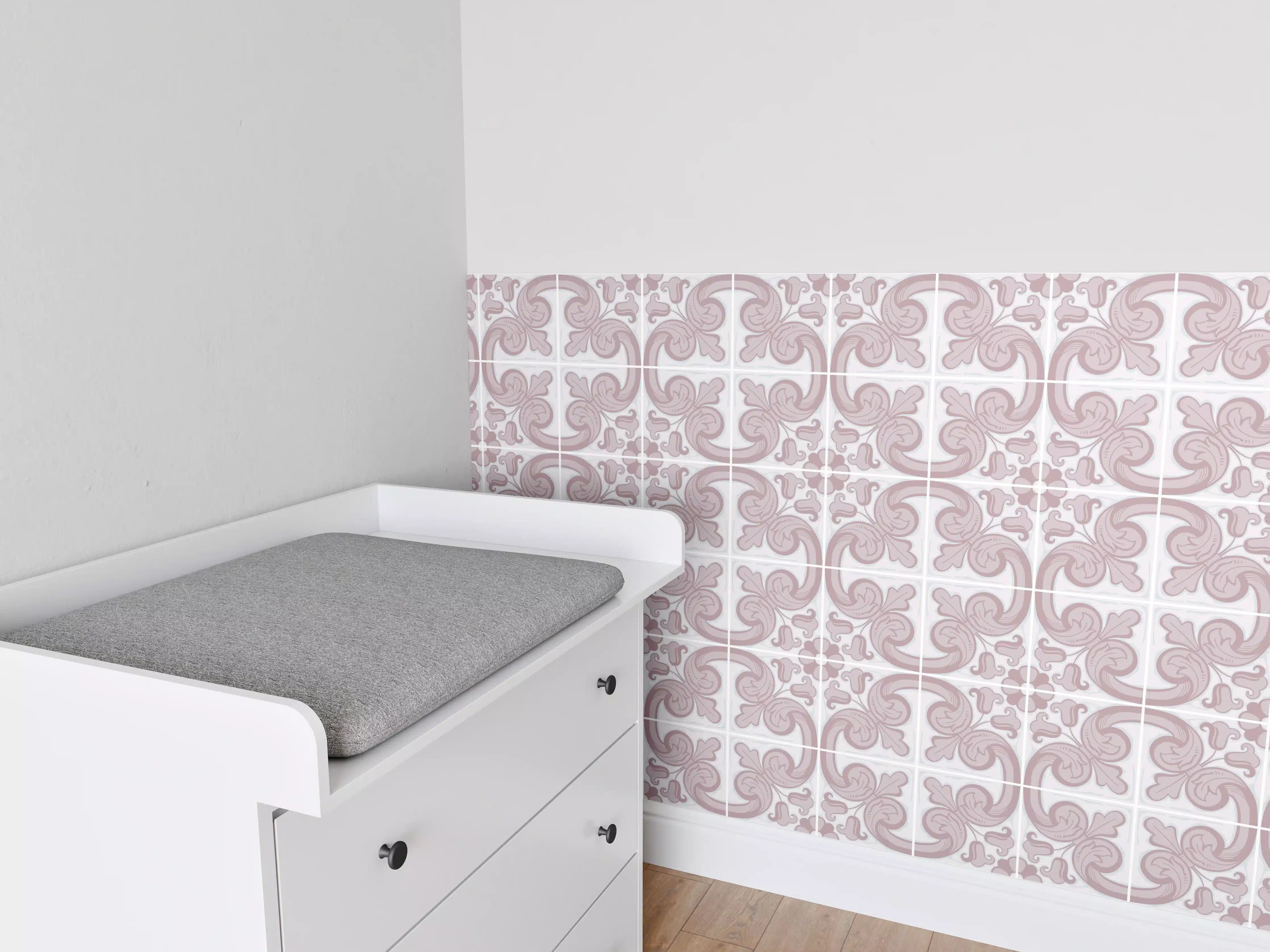 Babyzimmer Wandgestaltung - Rosafarbenes Elefantenmuster