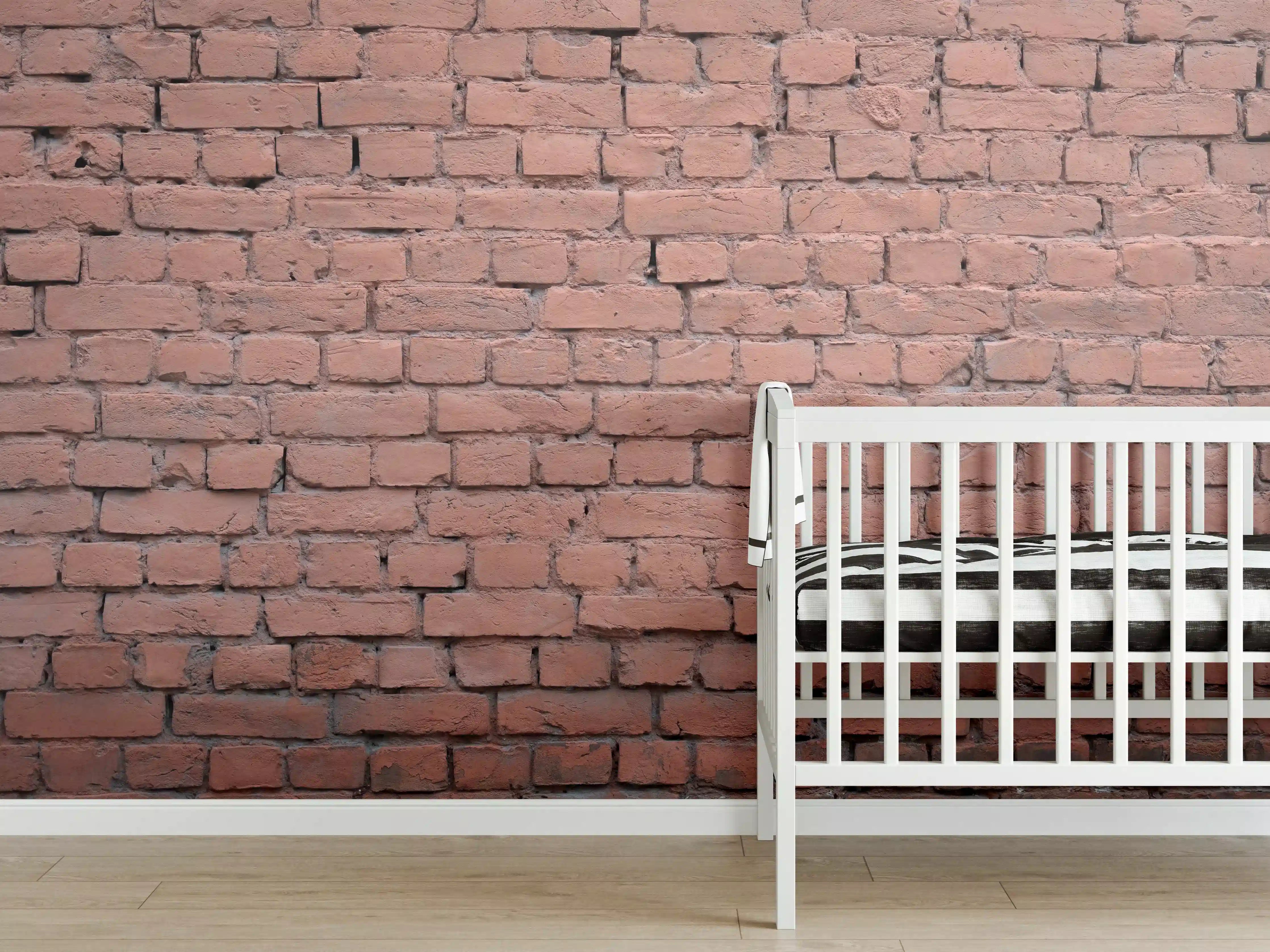 Babyzimmer Wandgestaltung - Rosafarbige Ziegelwandoberfläche