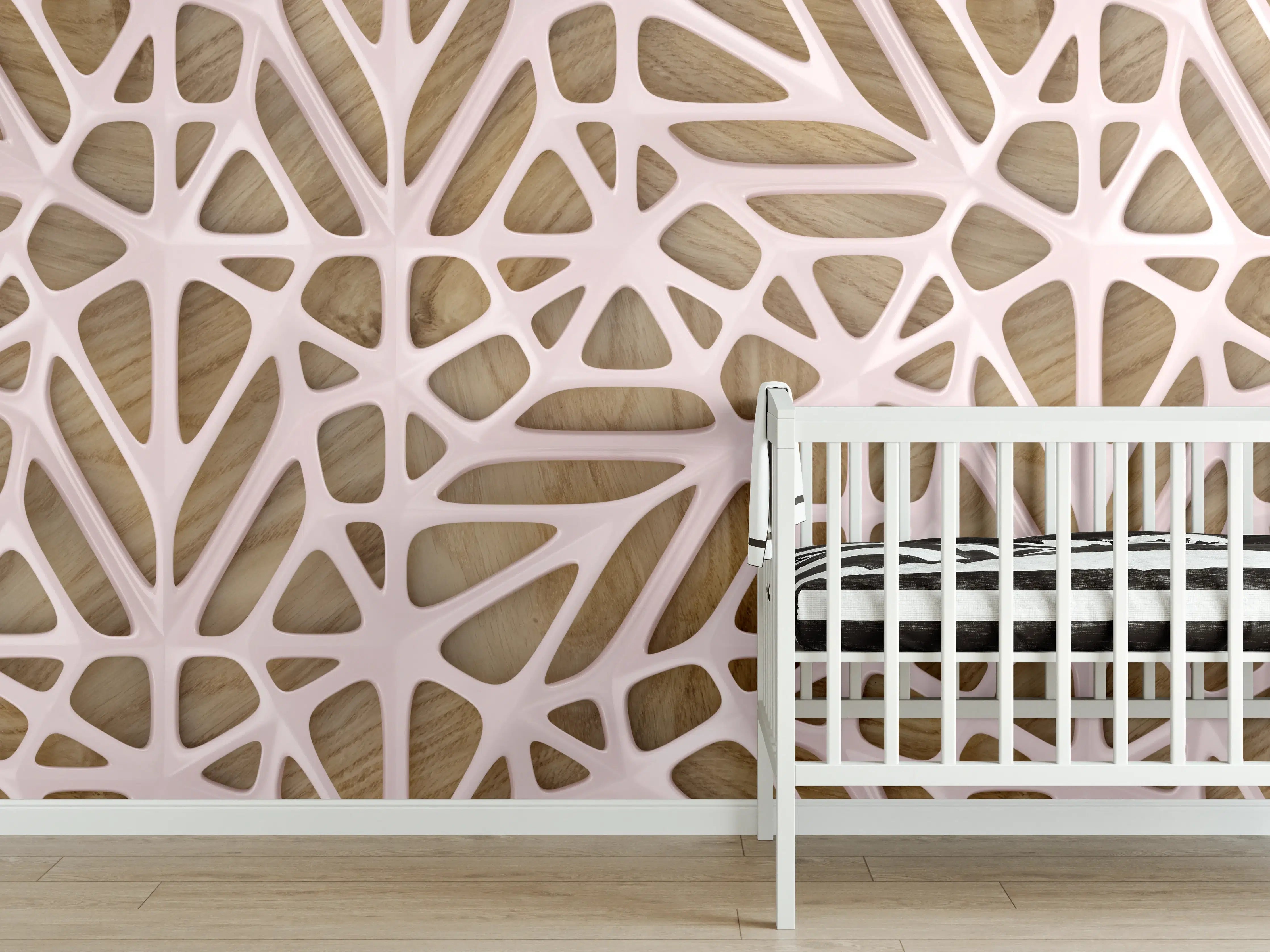 Babyzimmer Wandgestaltung - Rosanes Gitter Muster