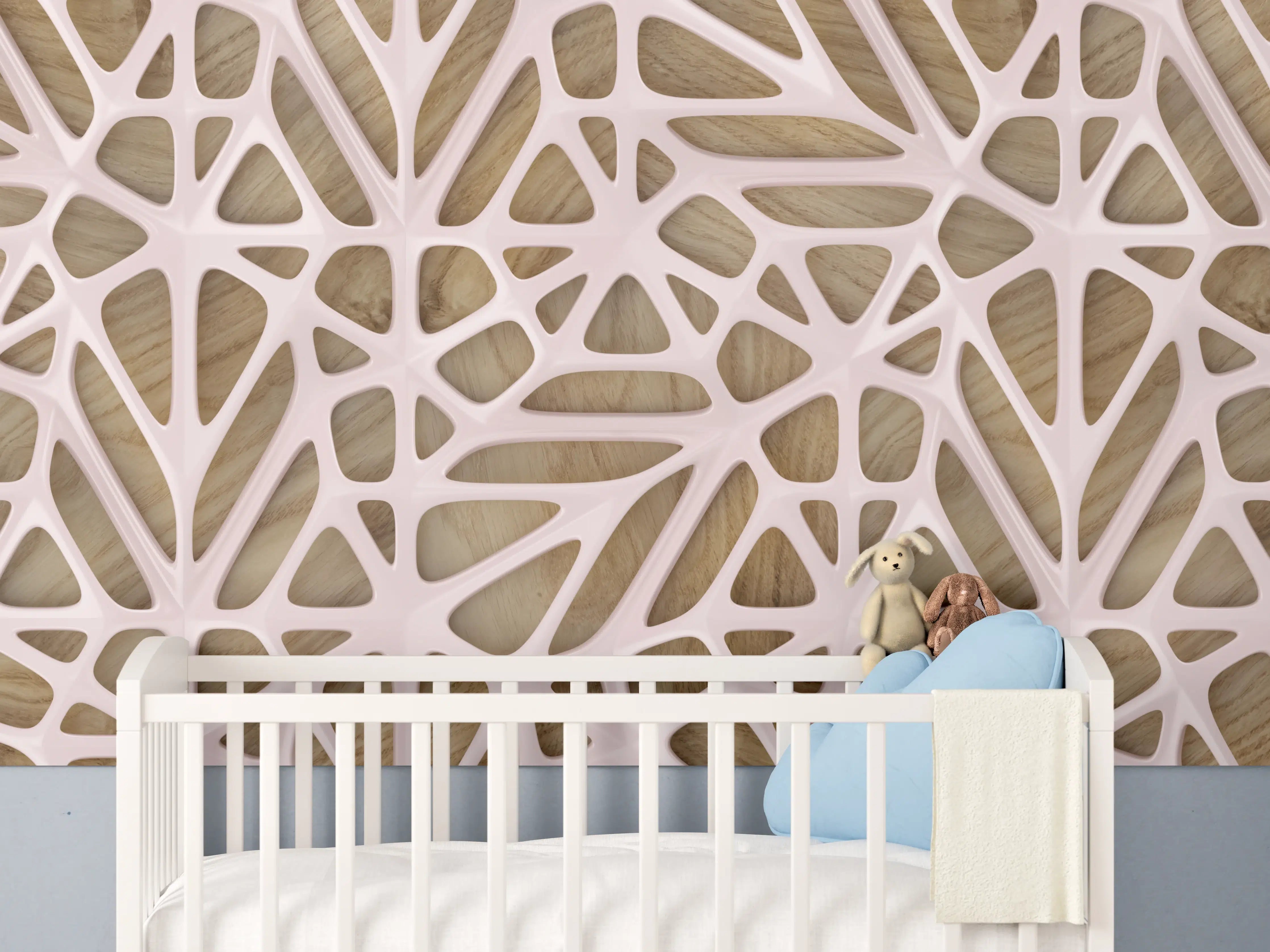 Babyzimmer Wandgestaltung - Rosanes Gitter Muster