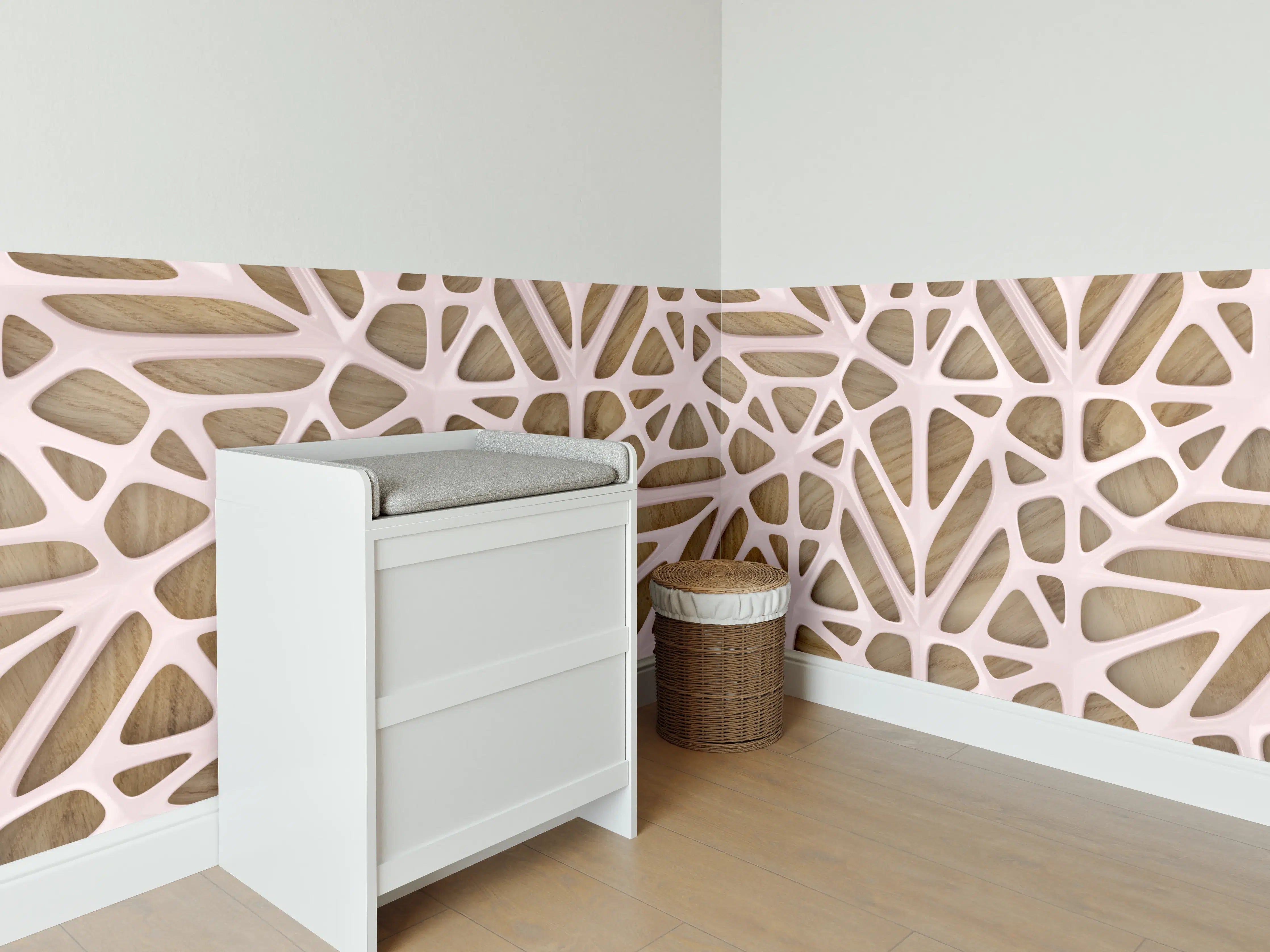 Babyzimmer Wandgestaltung - Rosanes Gitter Muster