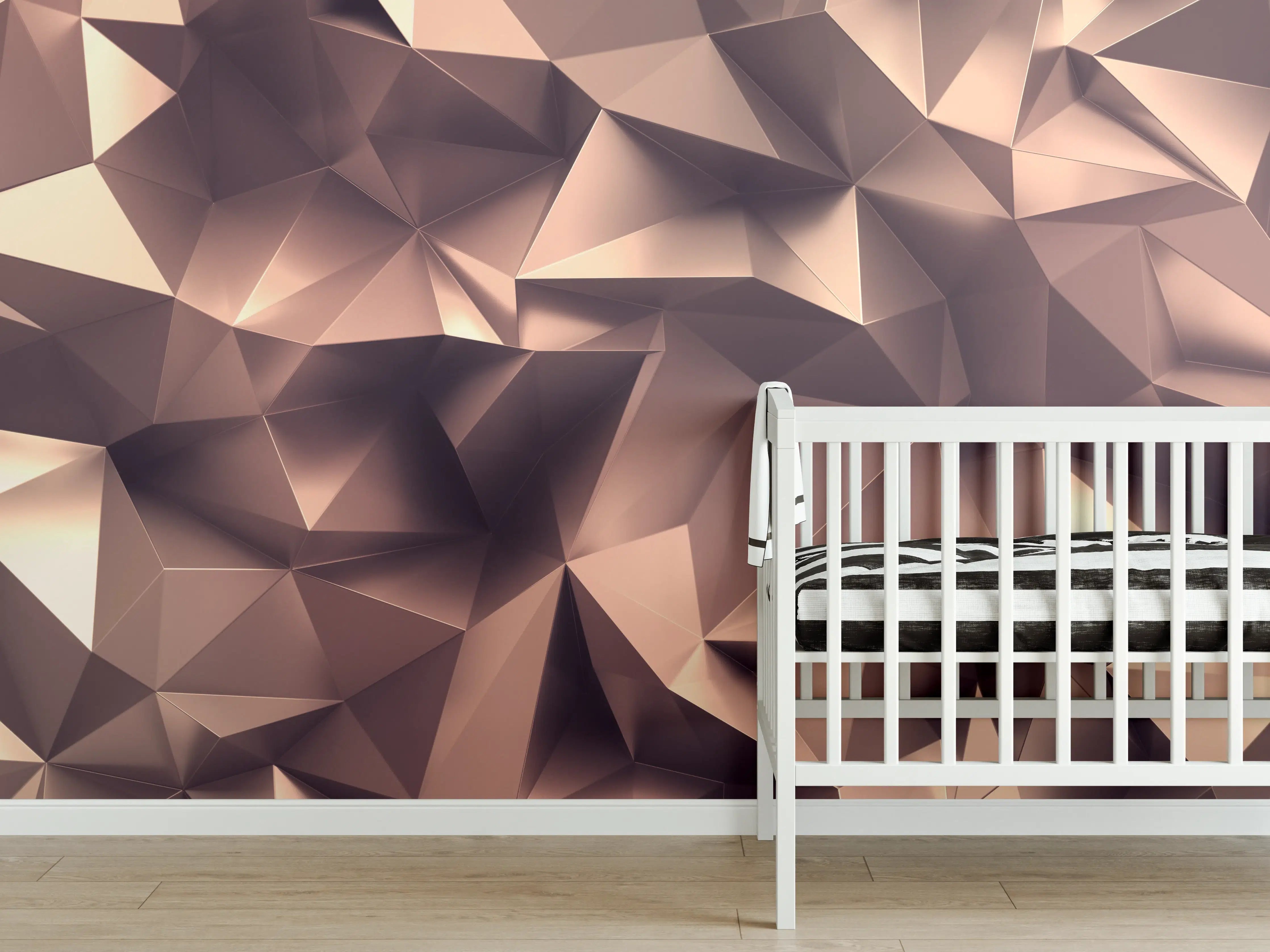 Babyzimmer Wandgestaltung - Roségold Kristall-Polygon-Hintergrund