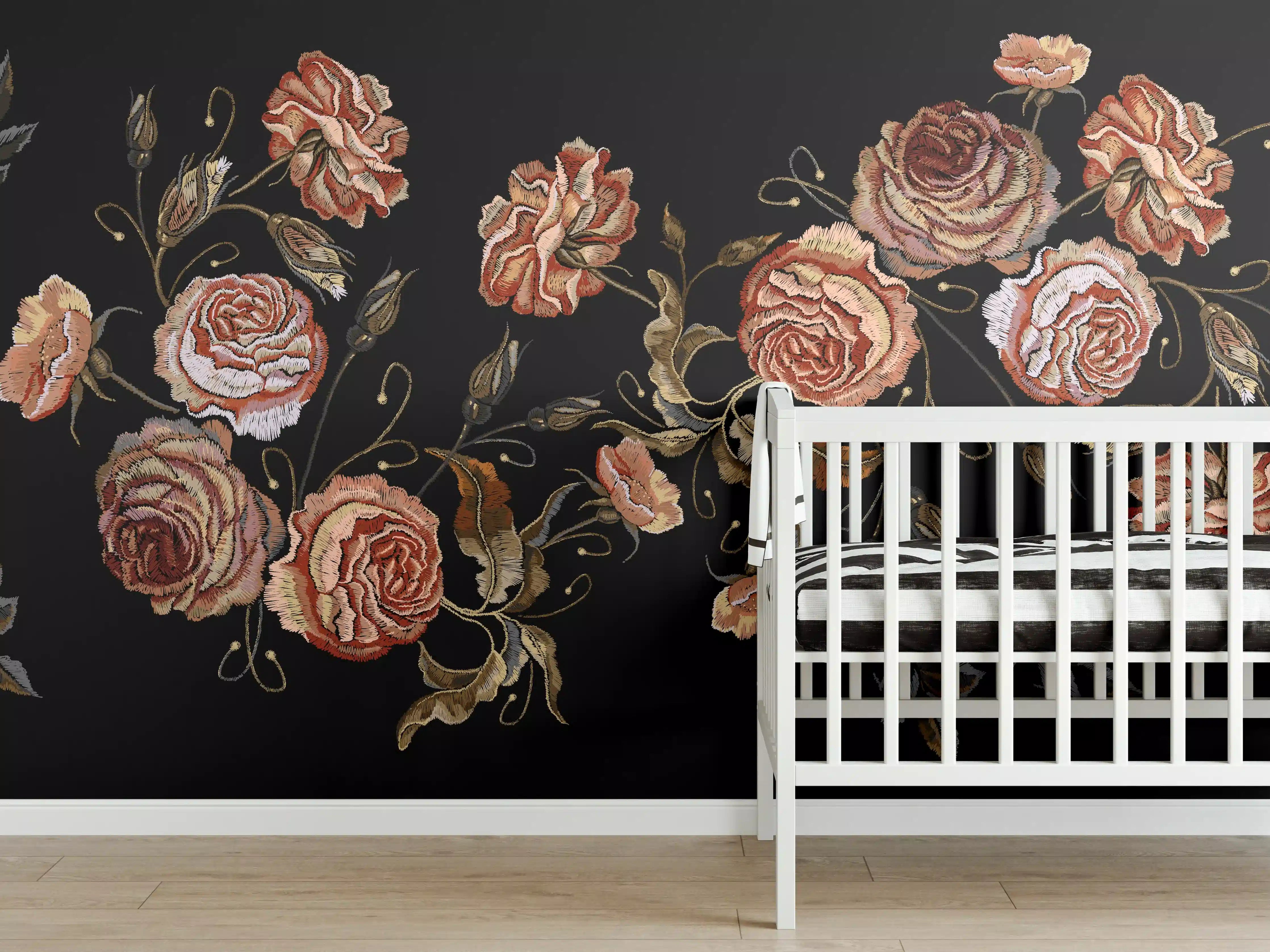 Babyzimmer Wandgestaltung - Rosen in der Dunkelheit