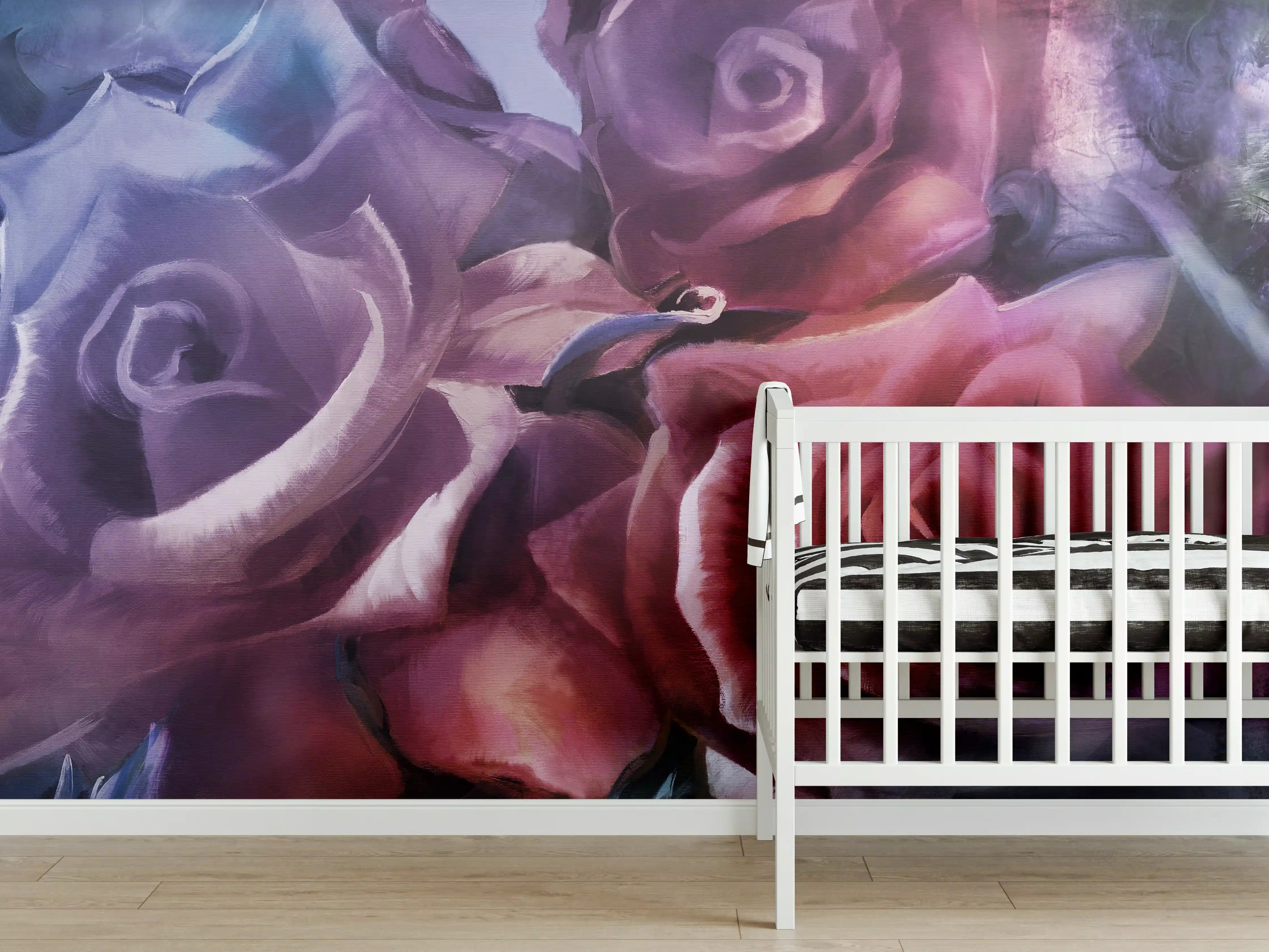 Babyzimmer Wandgestaltung - Rosenmalerei