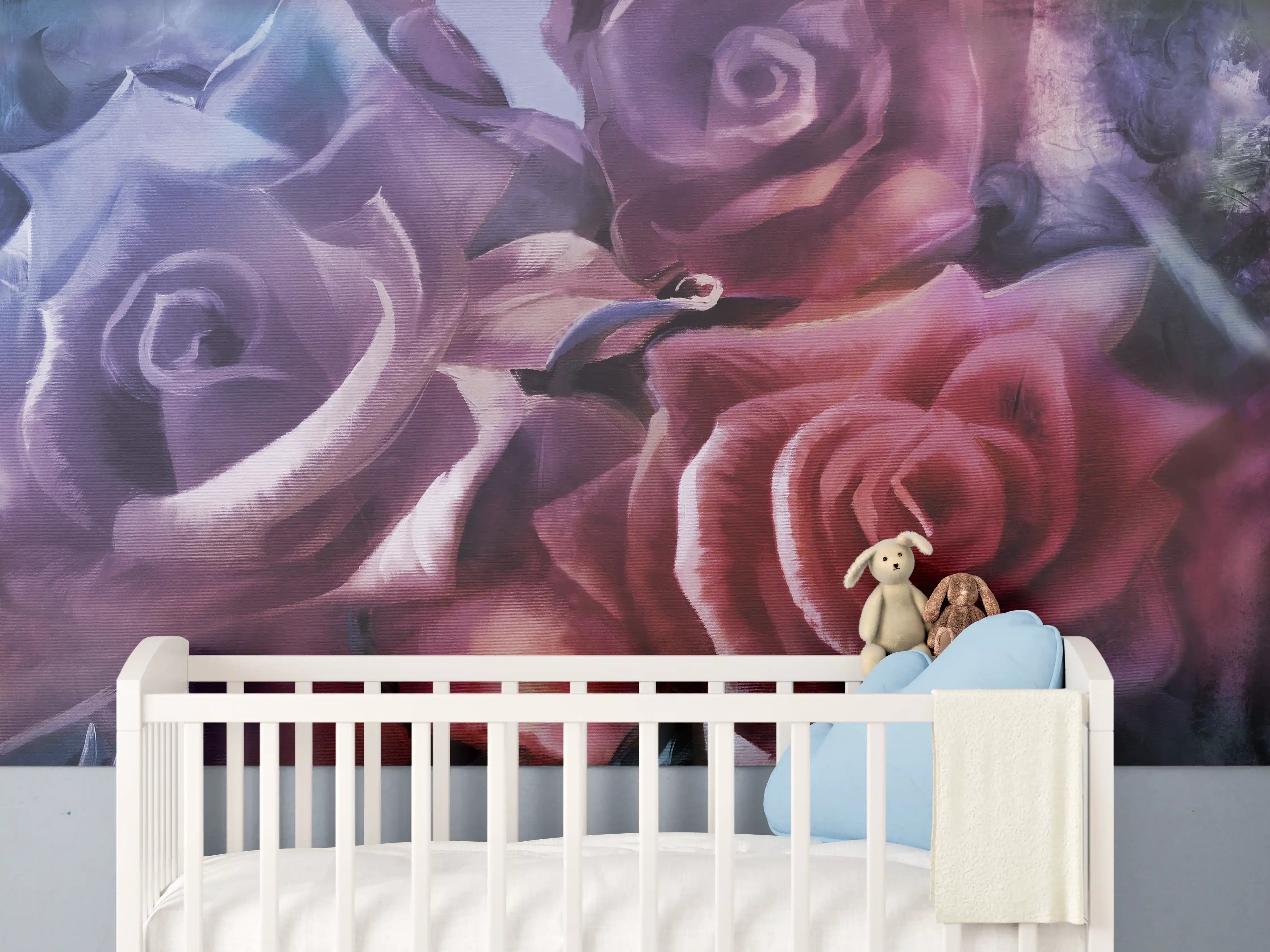 Babyzimmer Wandgestaltung - Rosenmalerei