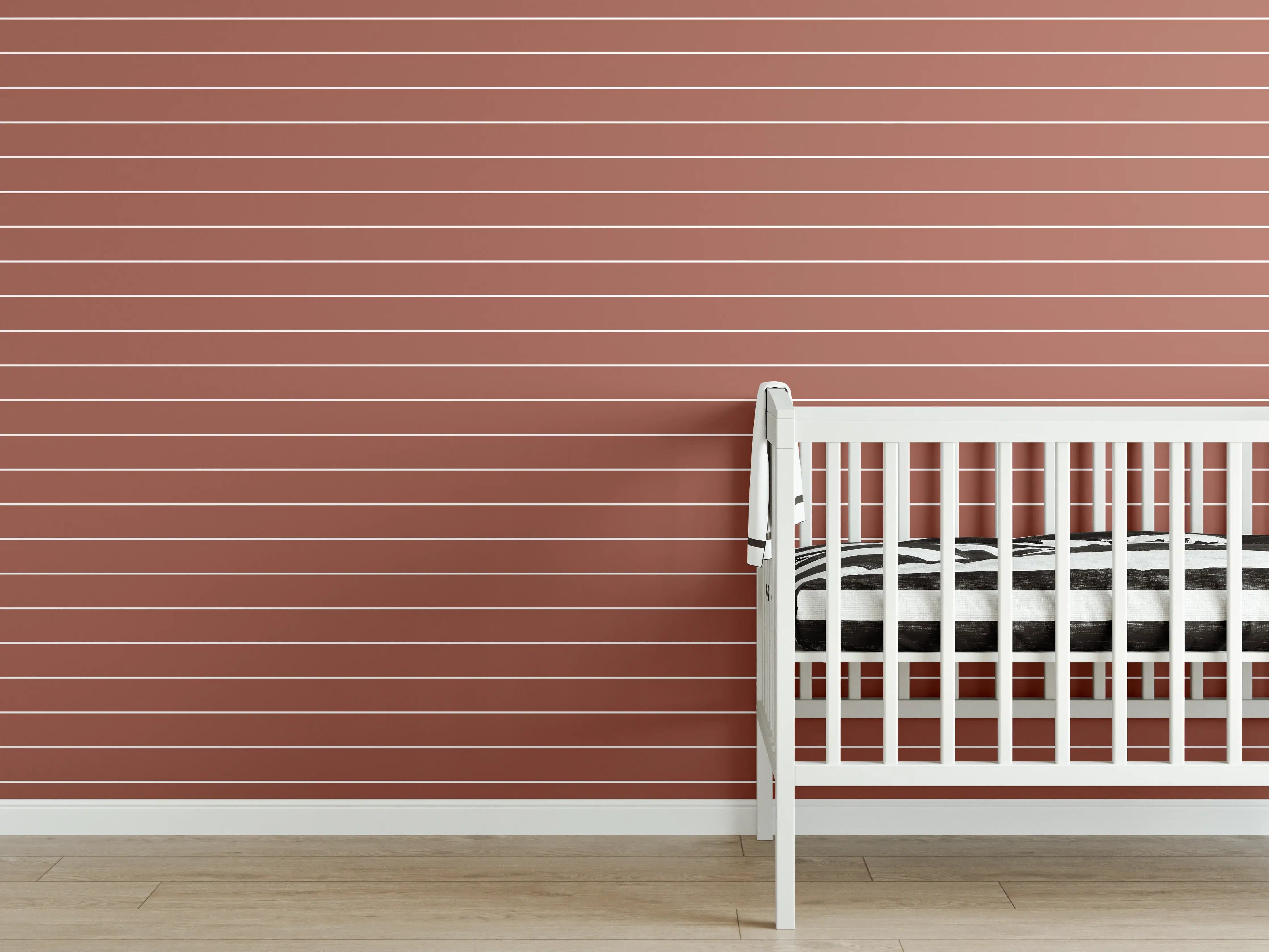 Babyzimmer Wandgestaltung - Rostbraune, geometrische Wand