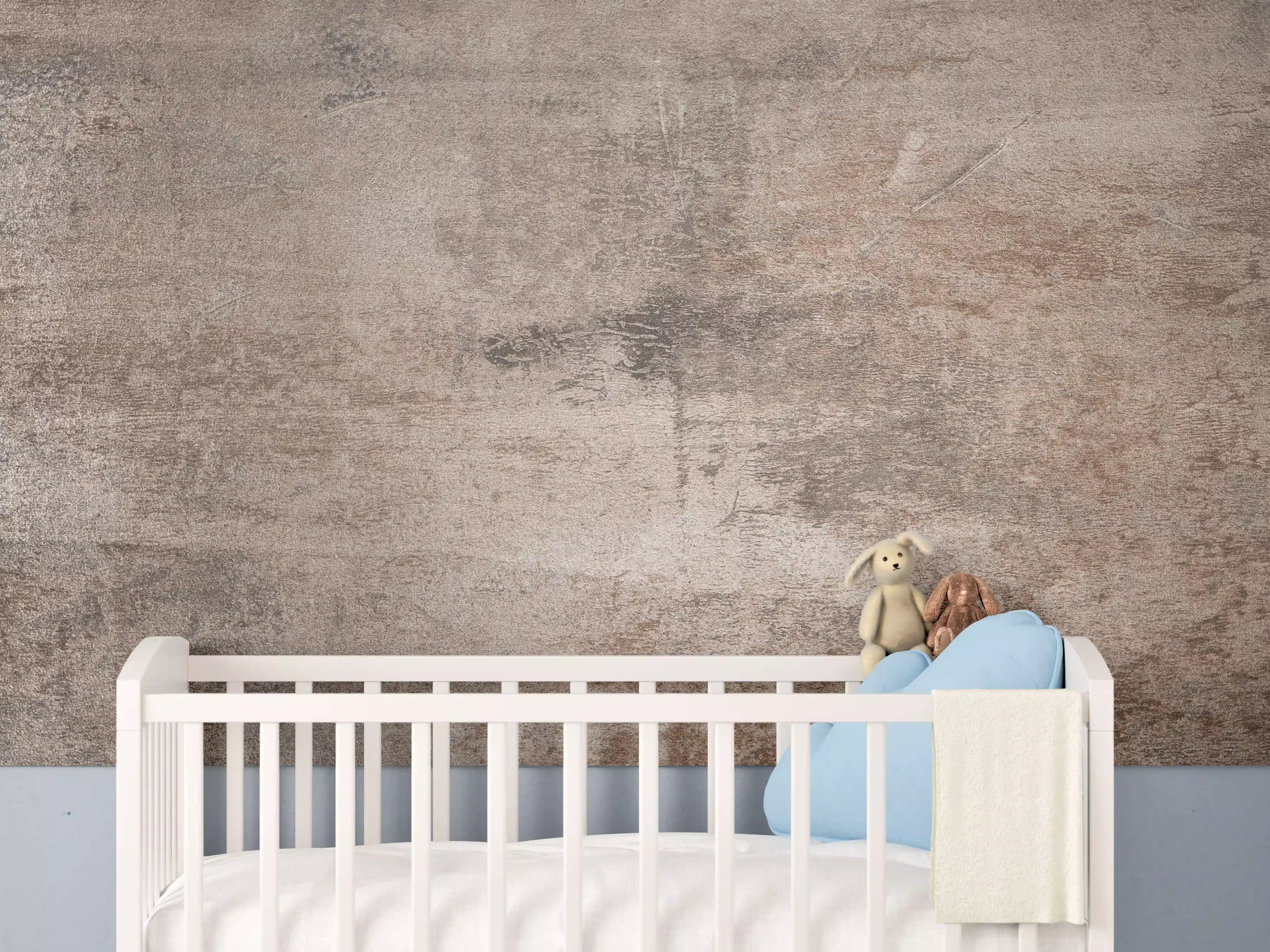 Babyzimmer Wandgestaltung - Rostige Stahl-Struktur