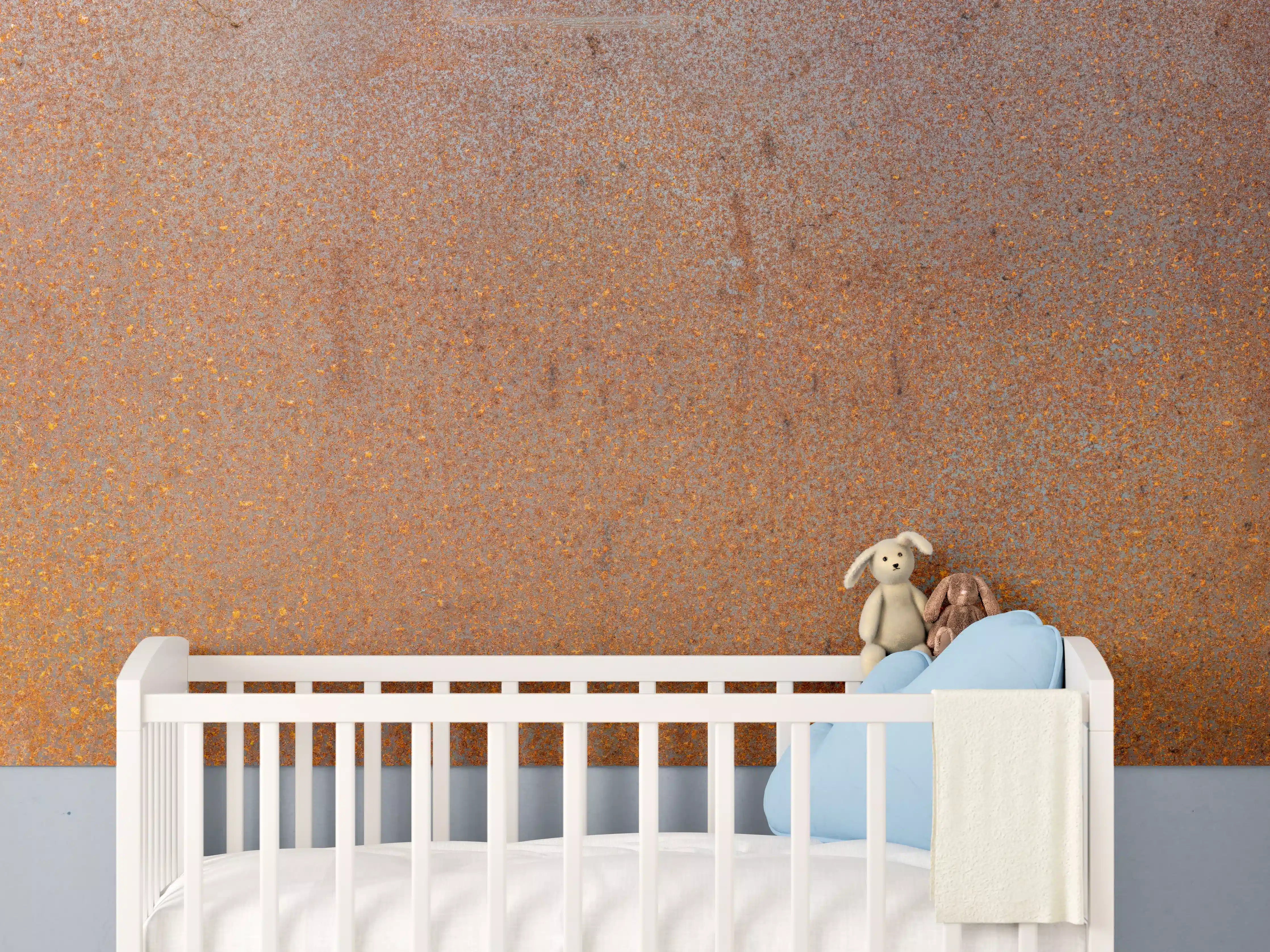 Babyzimmer Wandgestaltung - Rostige Stahl Textur