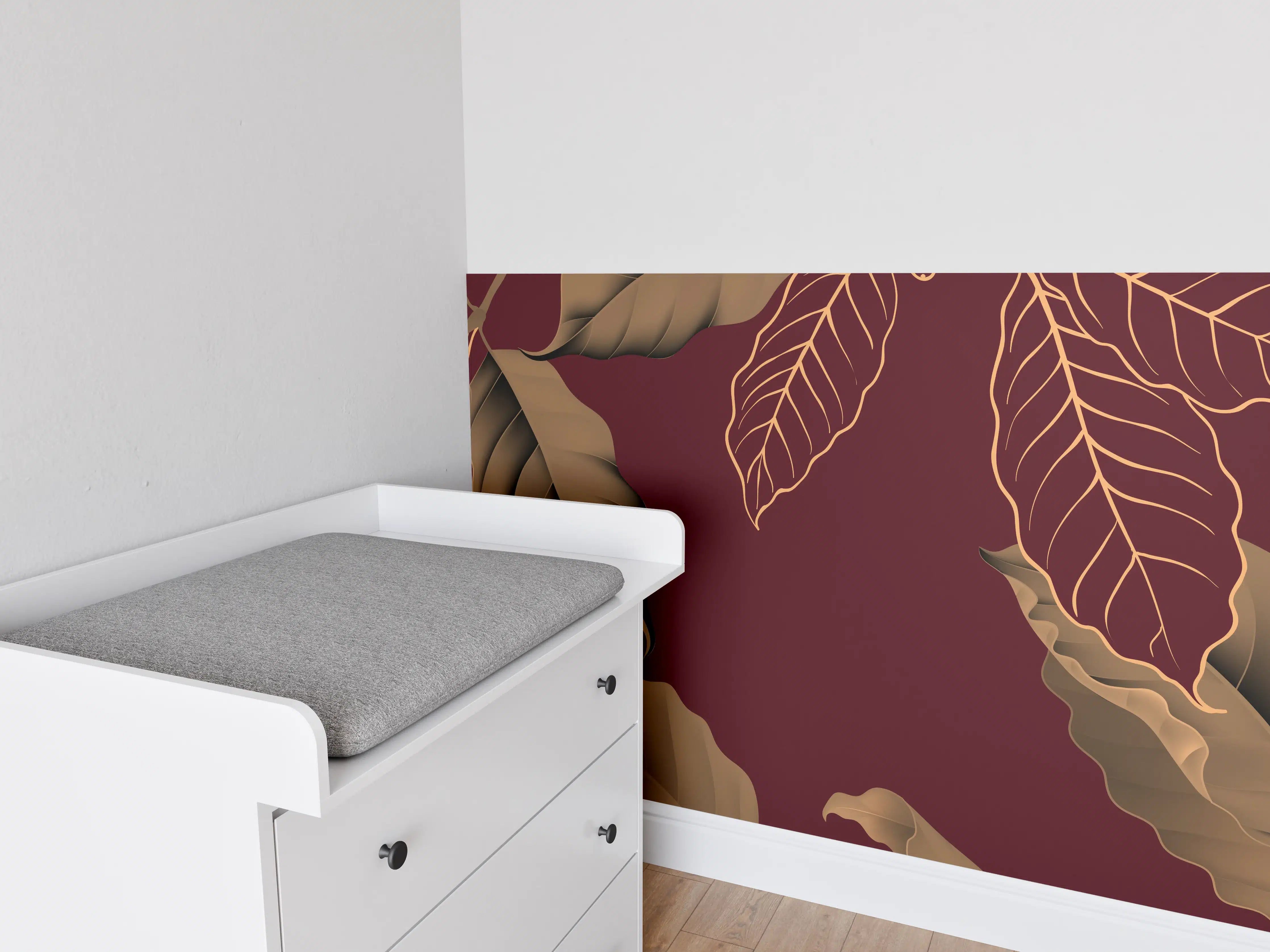 Babyzimmer Wandgestaltung - Rot-Braune Blätter