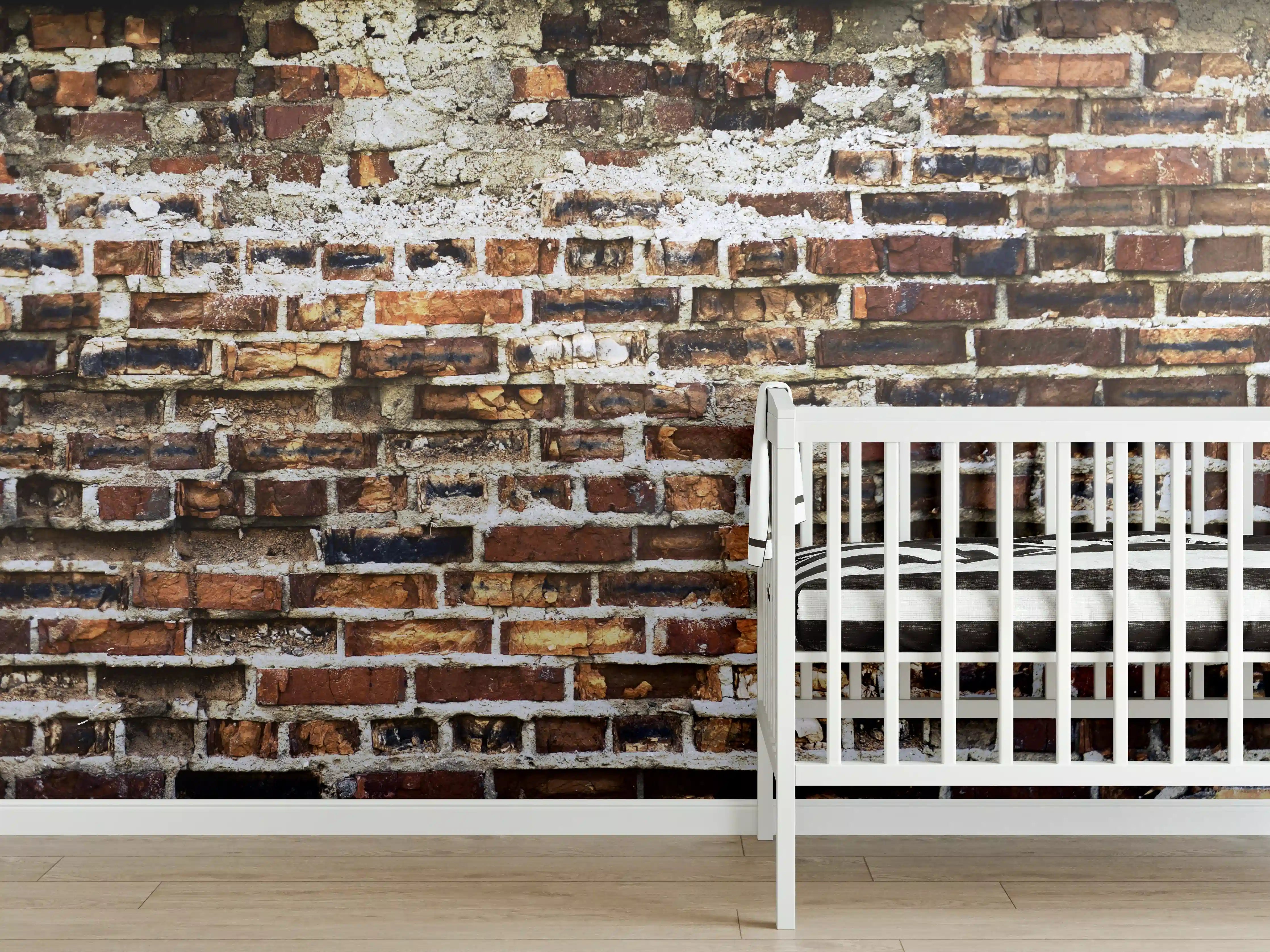 Babyzimmer Wandgestaltung - Rote Backsteinmauer Vintage