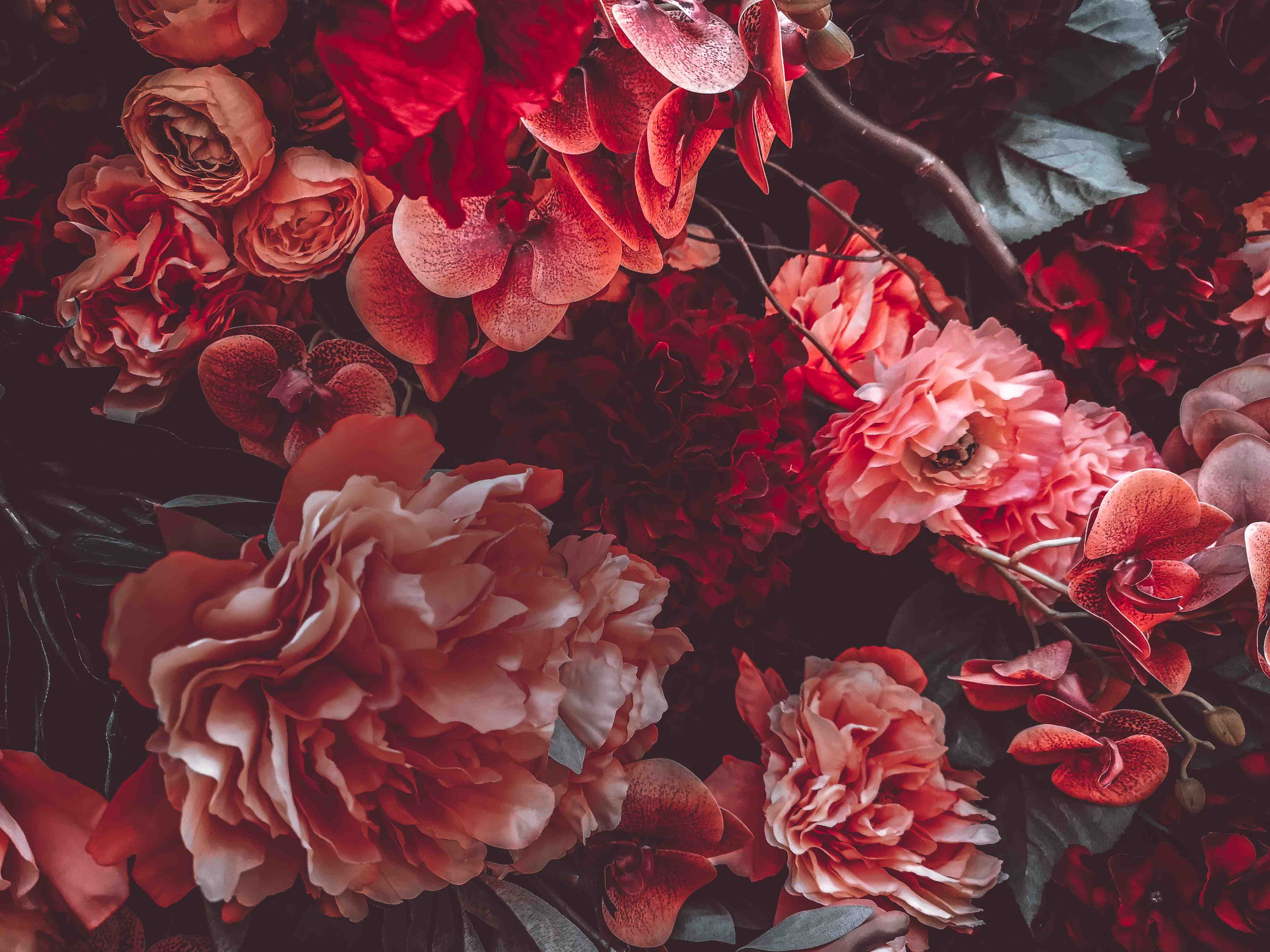 Babyzimmer Wandgestaltung-Rote Blumenstrauß in Blumenarrangement