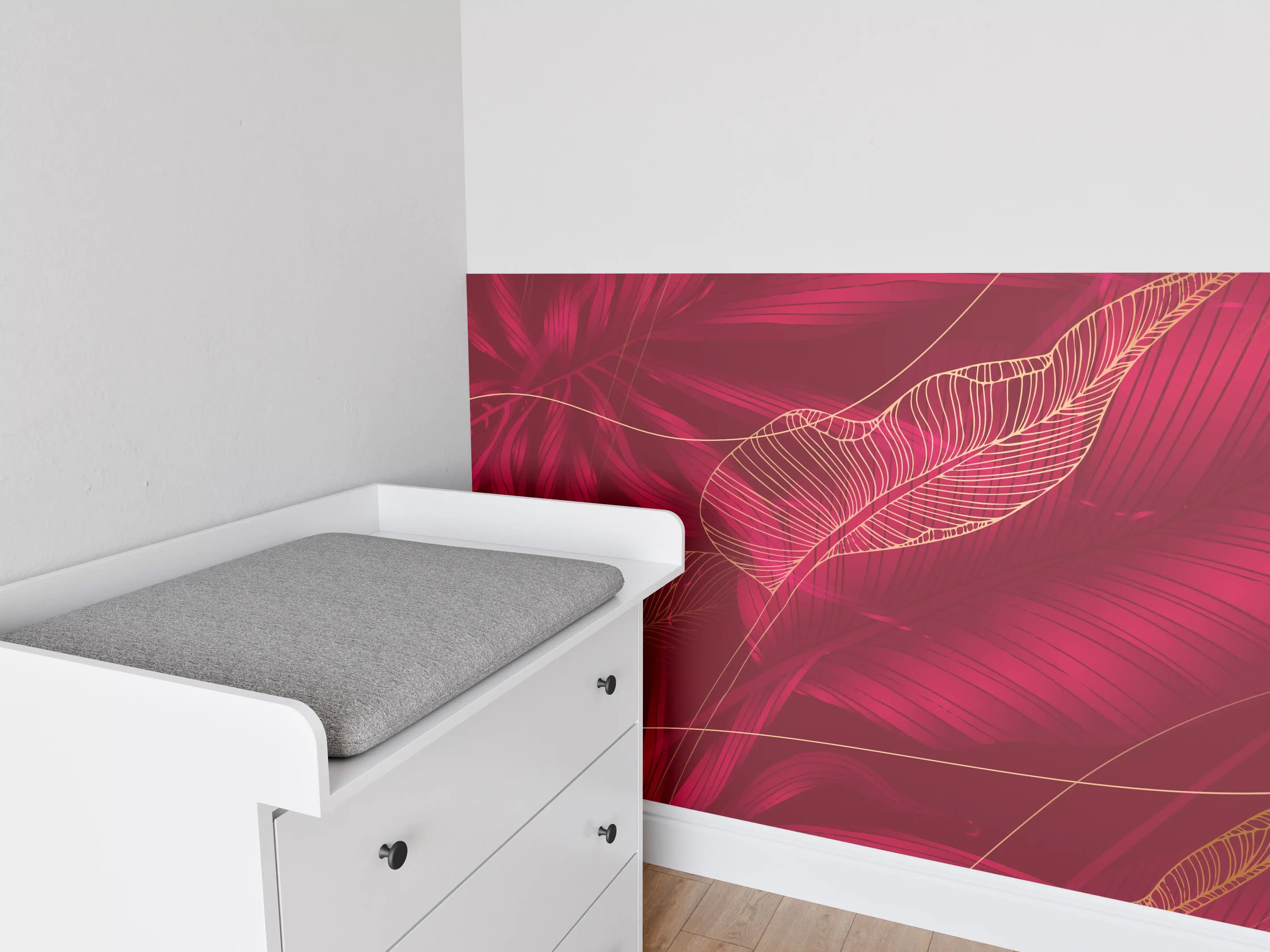 Babyzimmer Wandgestaltung - Rote Florale Muster Textur