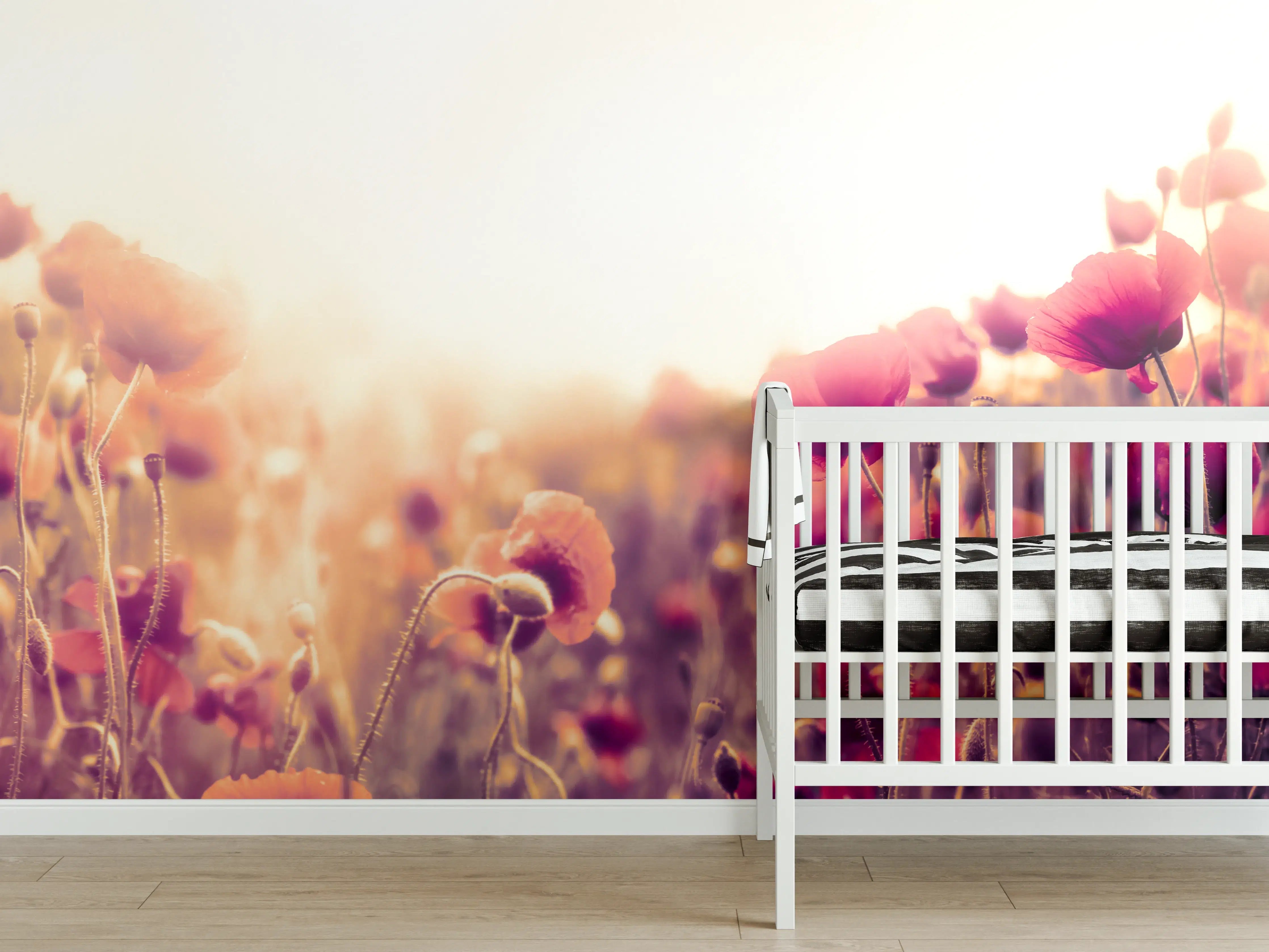 Babyzimmer Wandgestaltung - Rote Mohnblumen in der Sonne