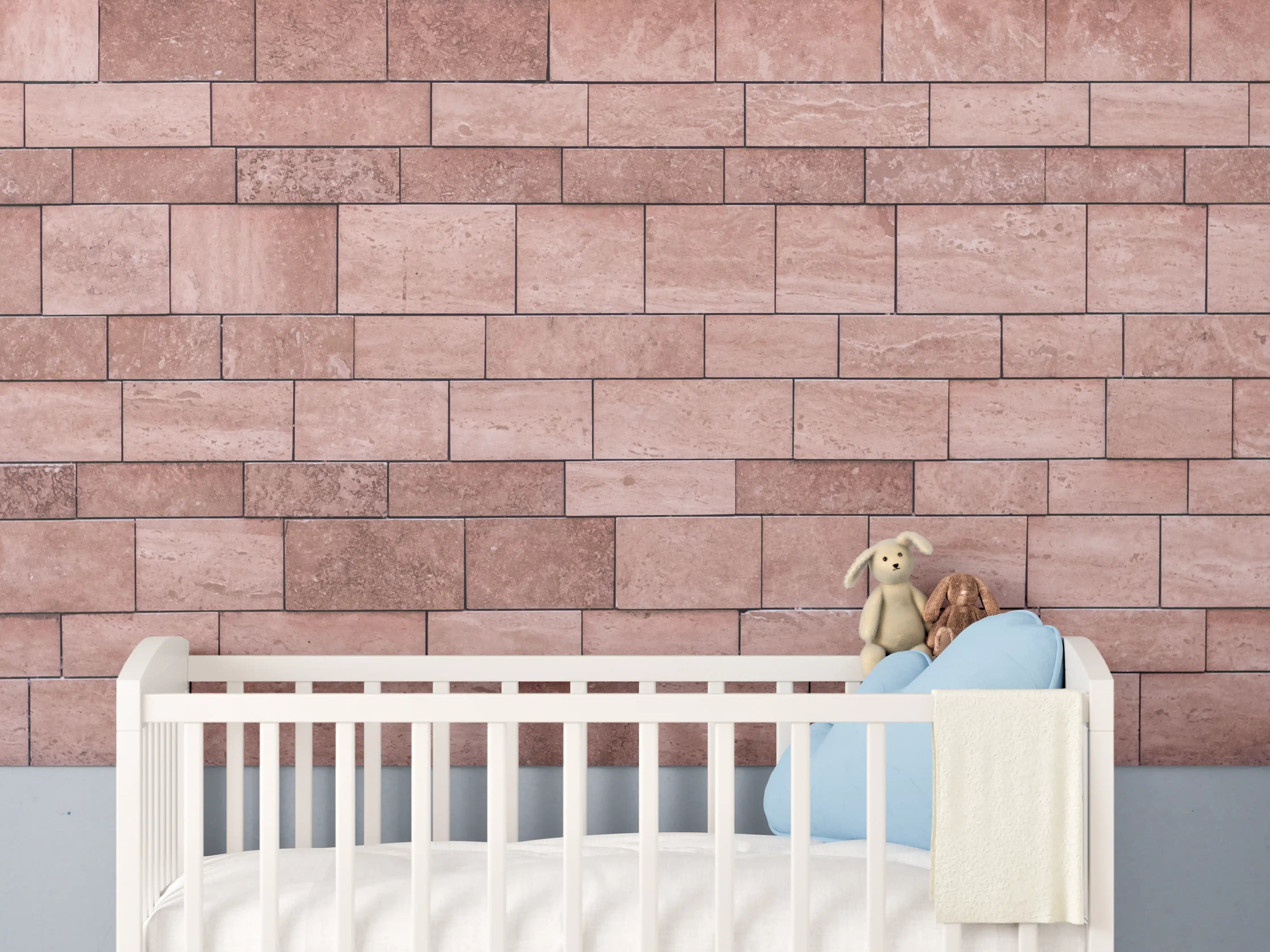 Babyzimmer Wandgestaltung - Rote Ziegelmauer im Detail