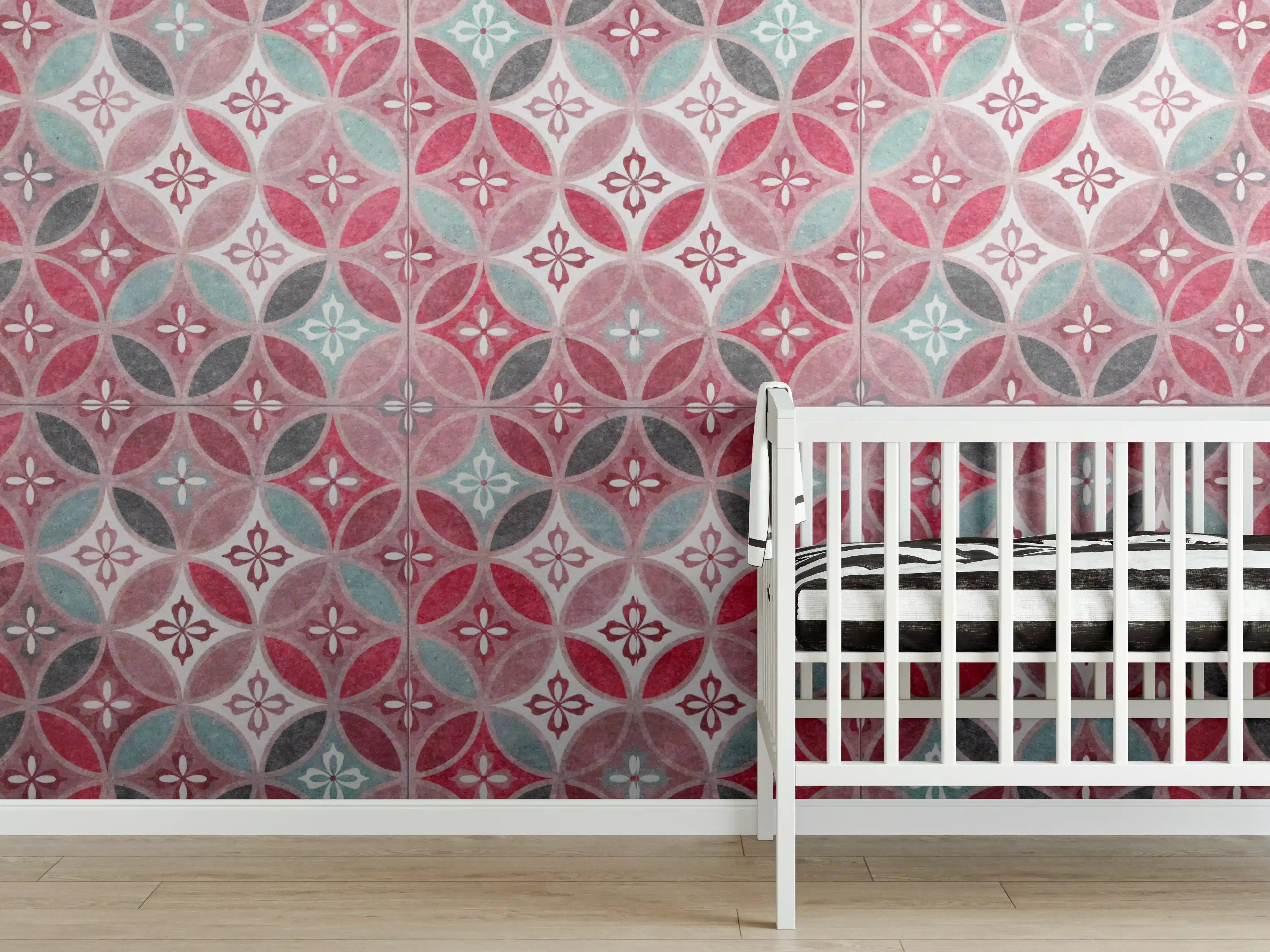 Babyzimmer Wandgestaltung - Rote anthrazit Struktur