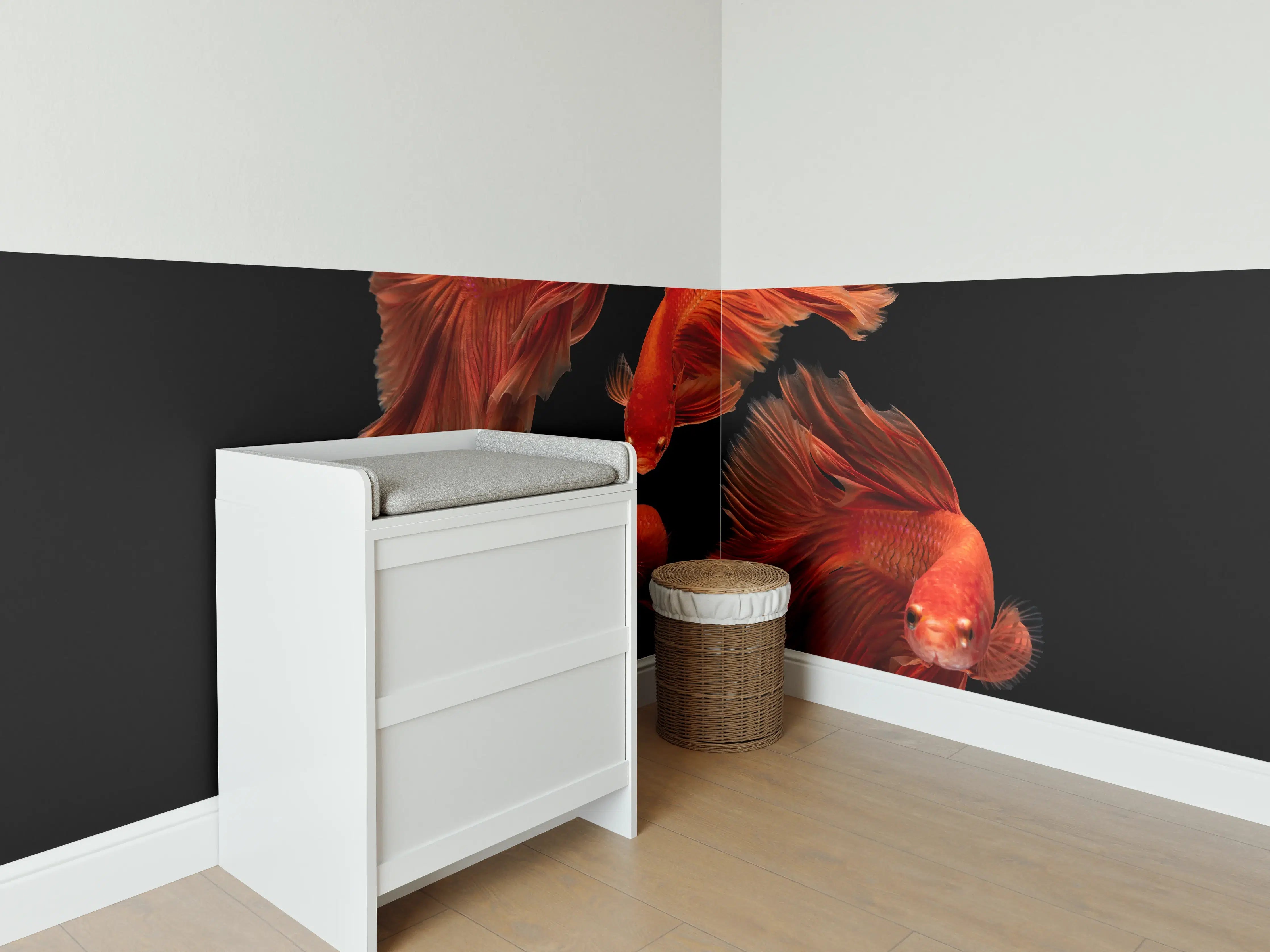 Babyzimmer Wandgestaltung - Roter Betta Fisch