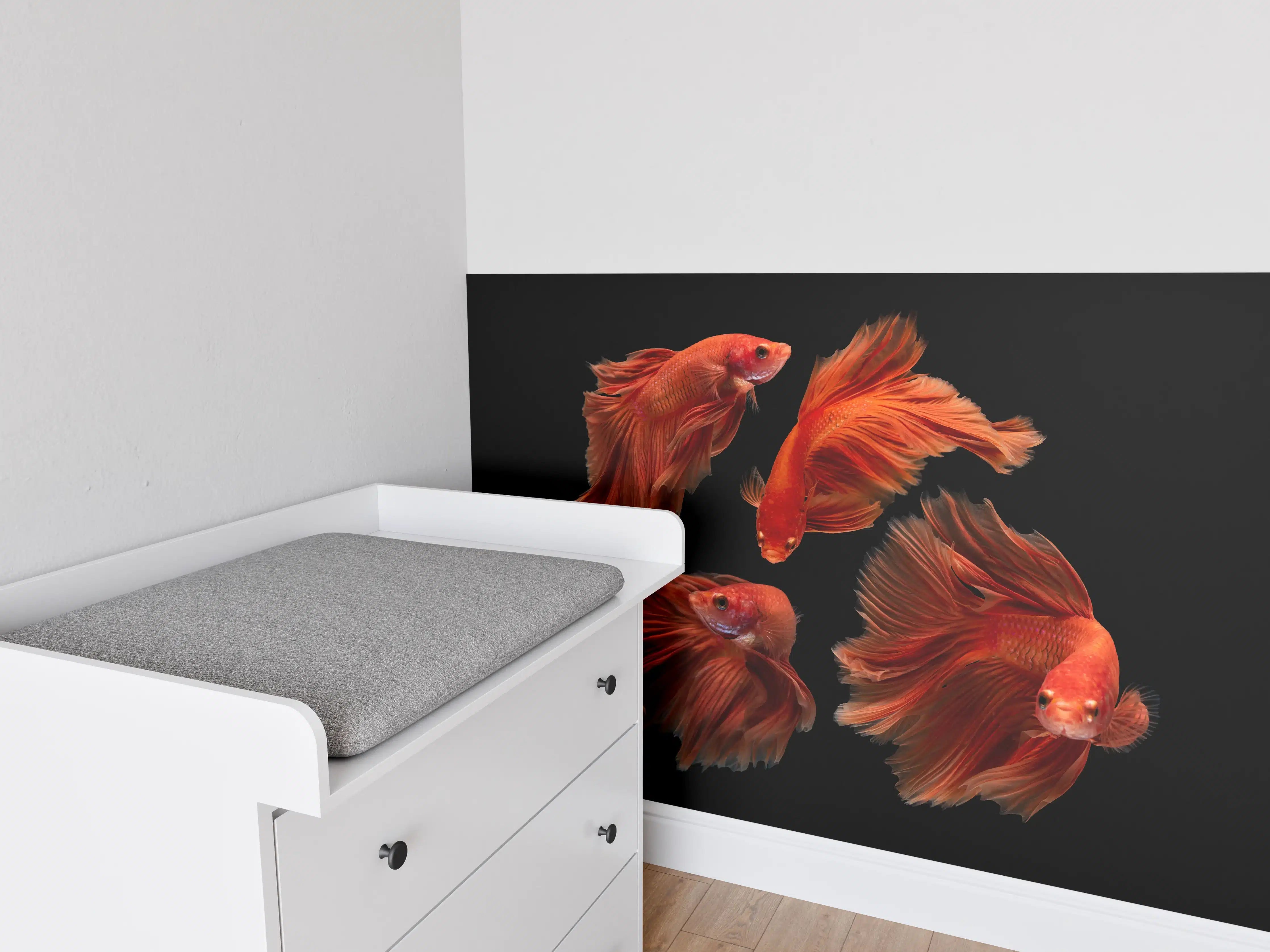 Babyzimmer Wandgestaltung - Roter Betta Fisch
