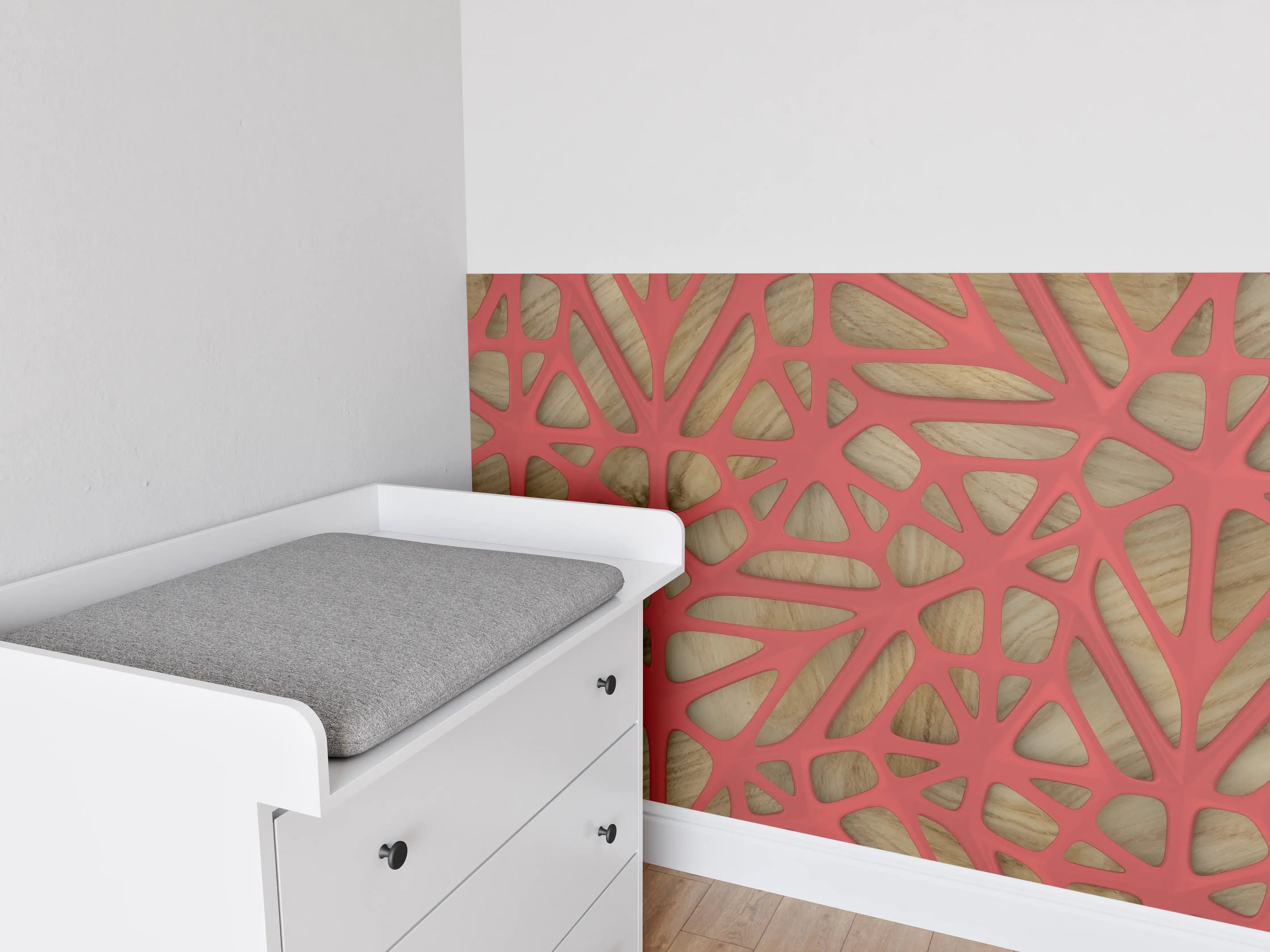 Babyzimmer Wandgestaltung - Rotes Gitter Muster