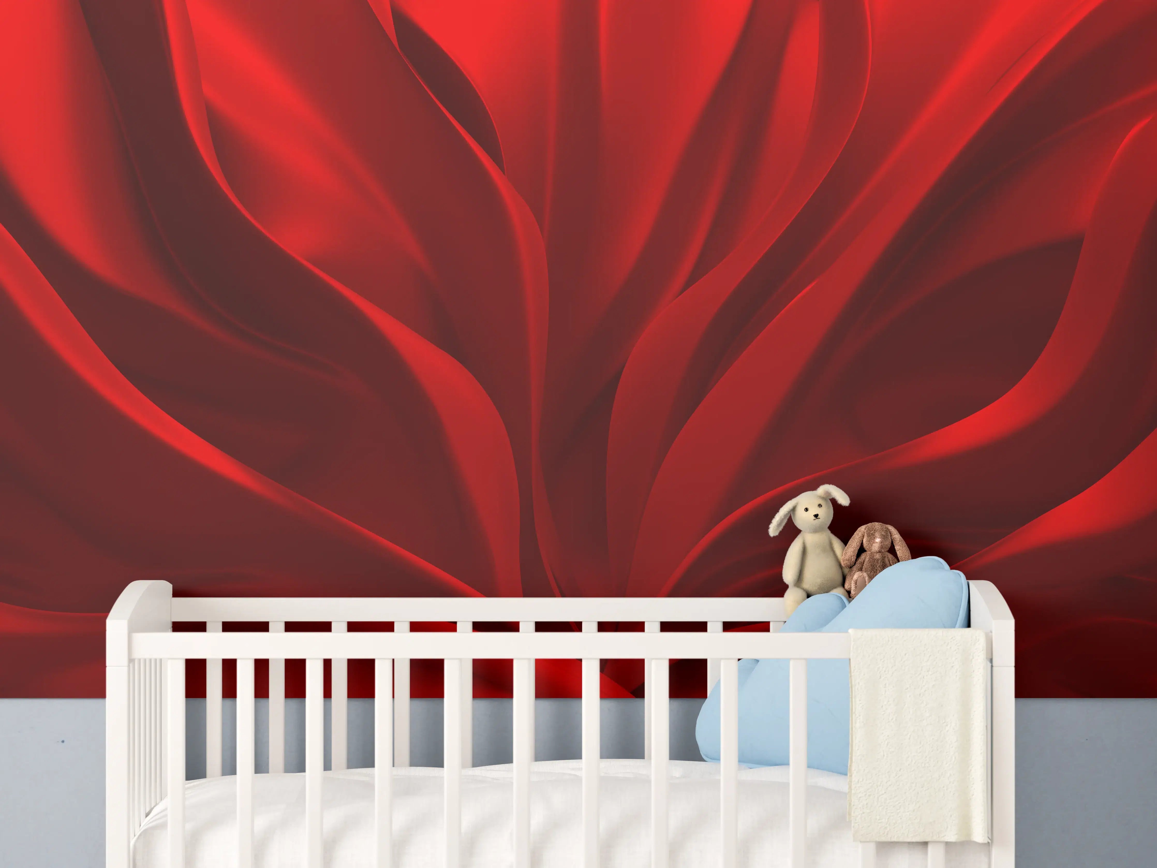 Babyzimmer Wandgestaltung - Rotes Wellen Muster