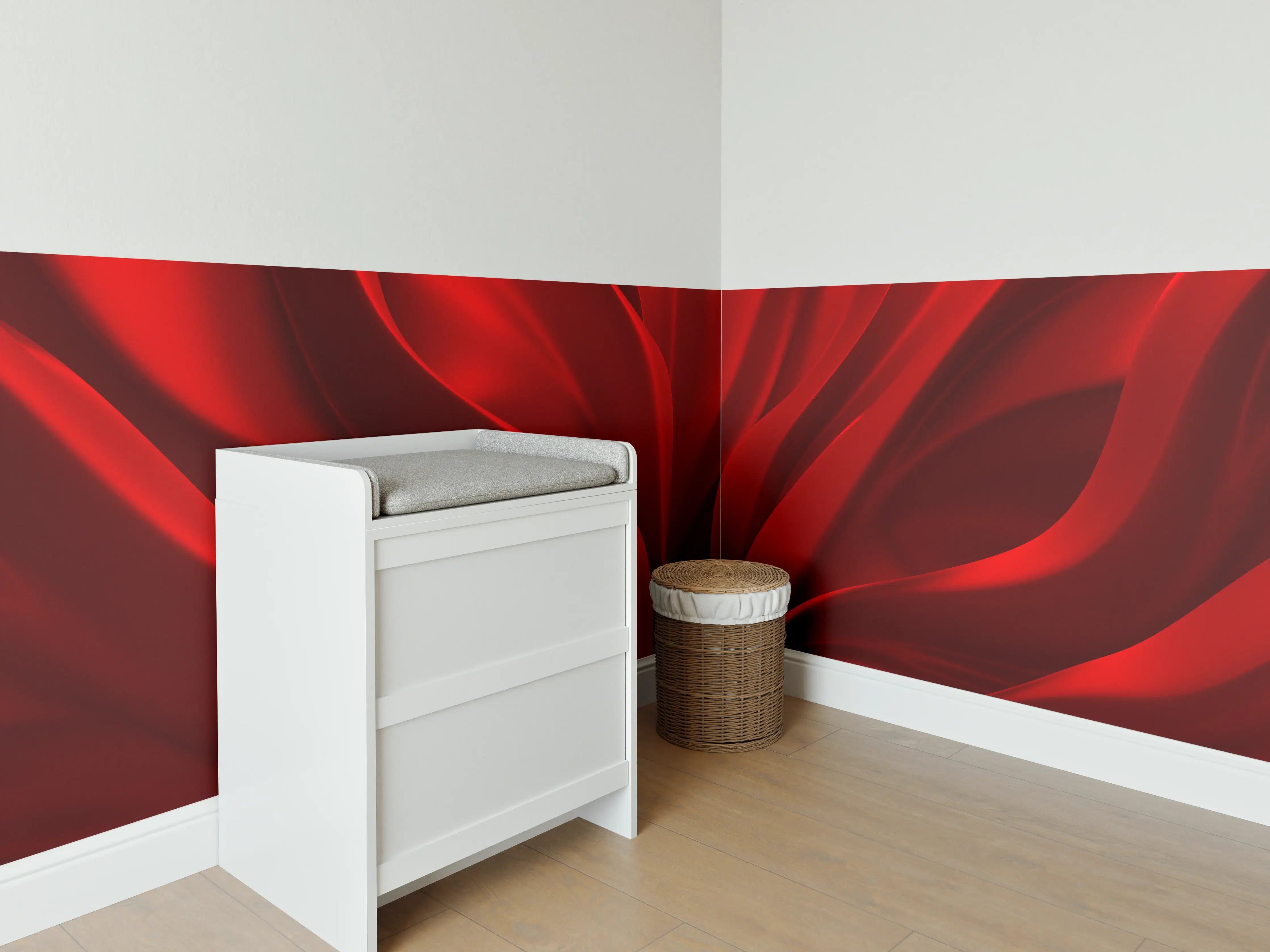 Babyzimmer Wandgestaltung - Rotes Wellen Muster