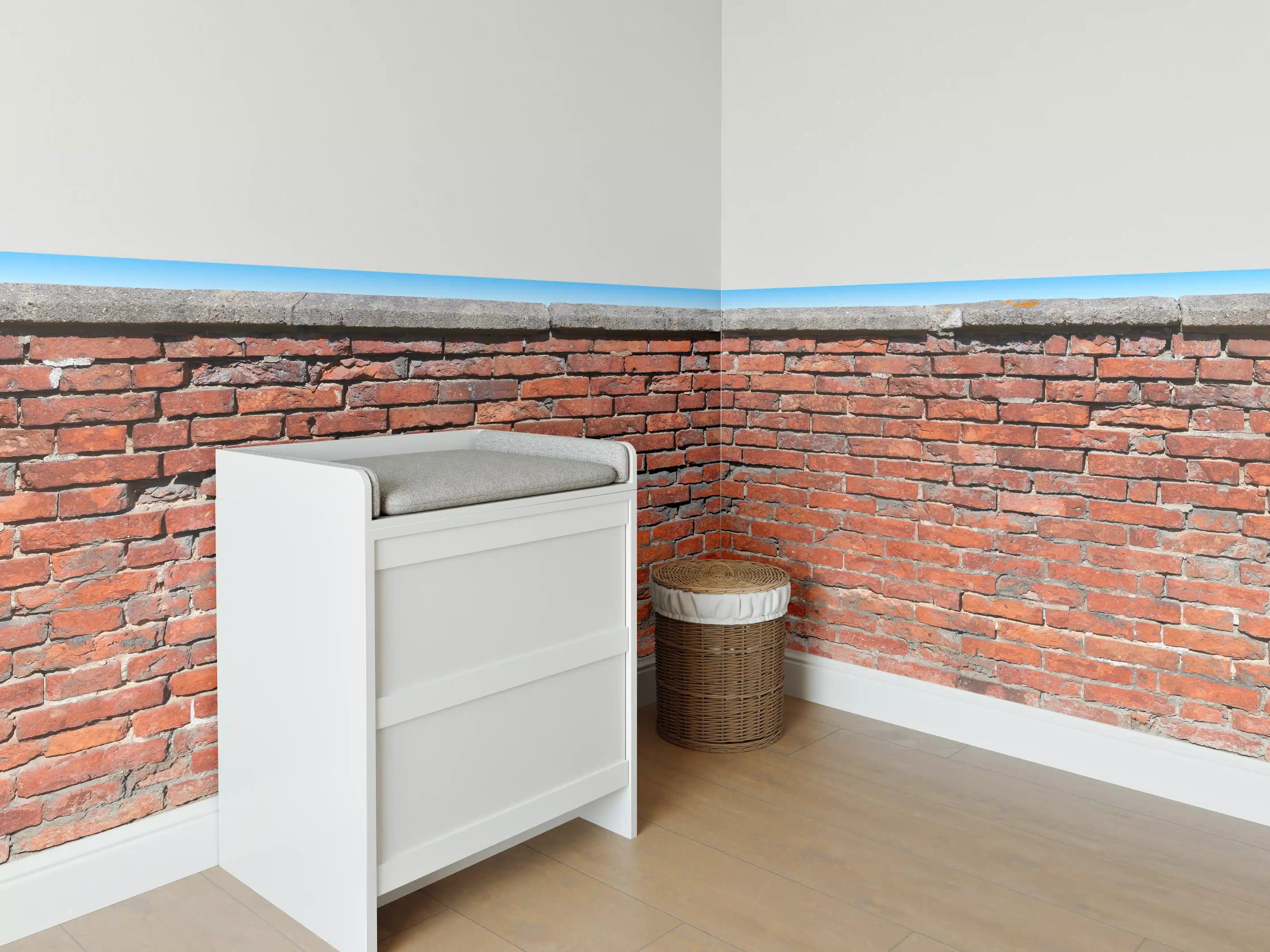 Babyzimmer Wandgestaltung - Rustikale Backsteinwand in Rot