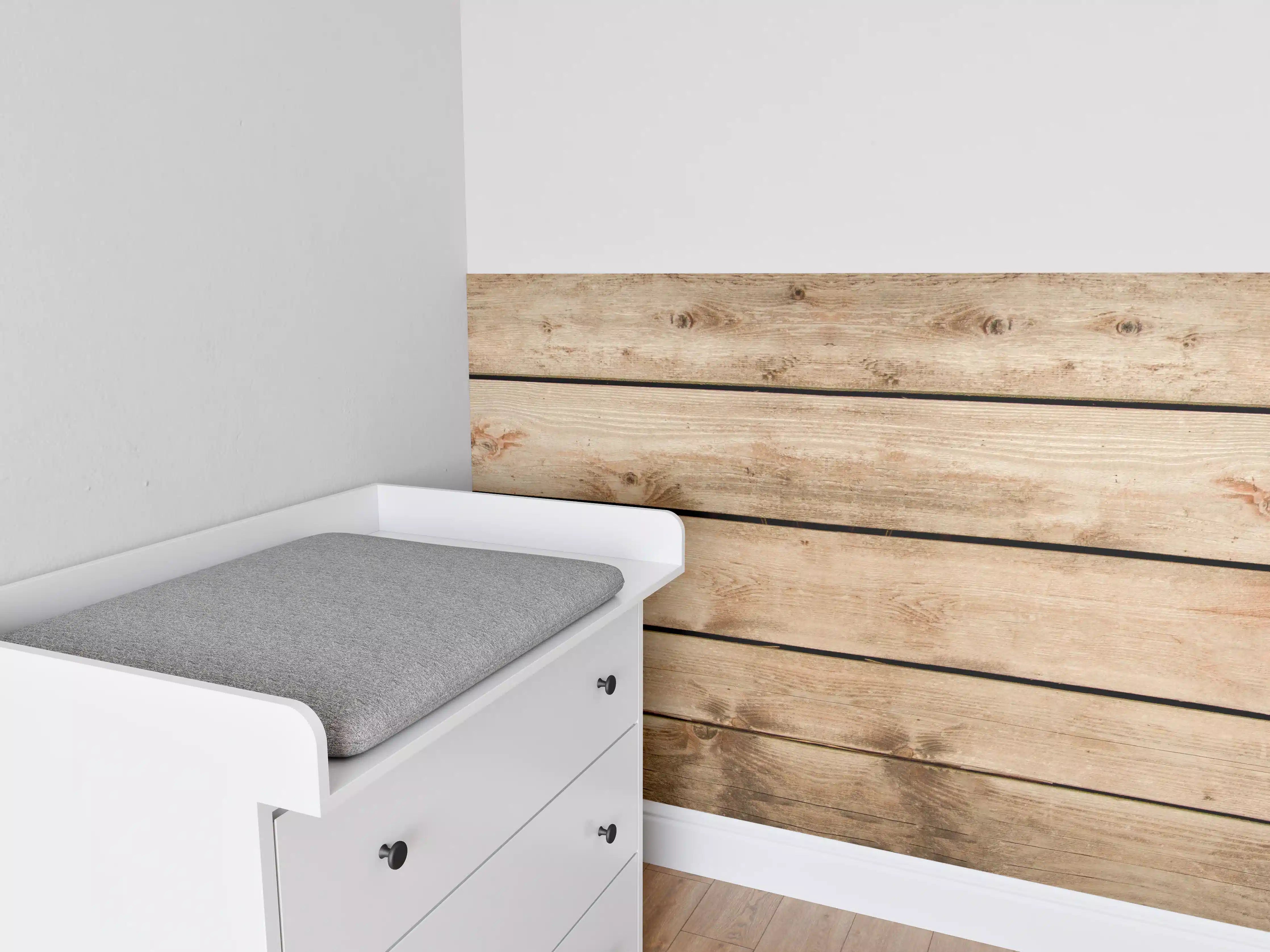 Babyzimmer Wandgestaltung - Rustikale Braun-Holz-Textur