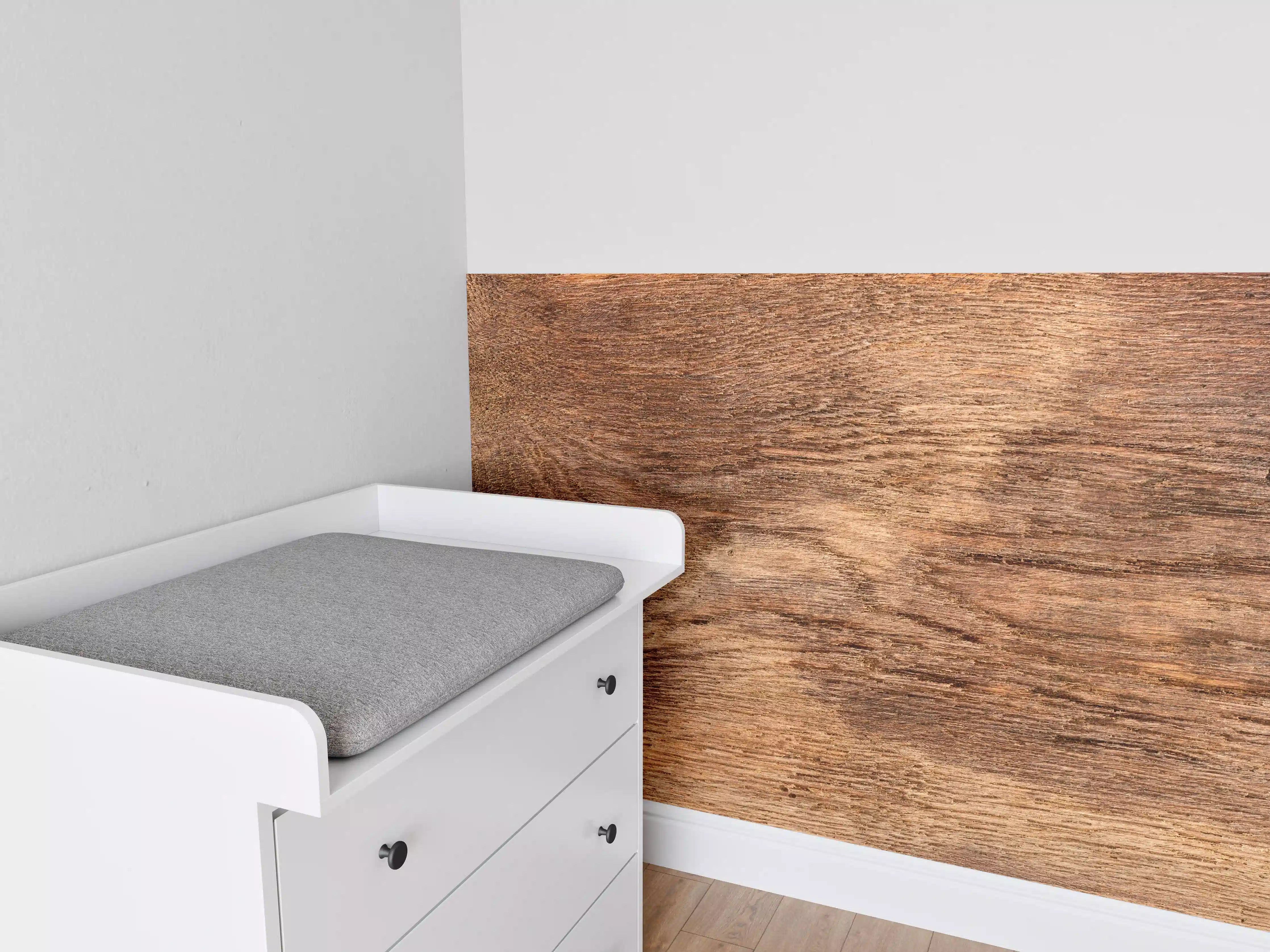 Babyzimmer Wandgestaltung - Rustikale Eichenholzplatte