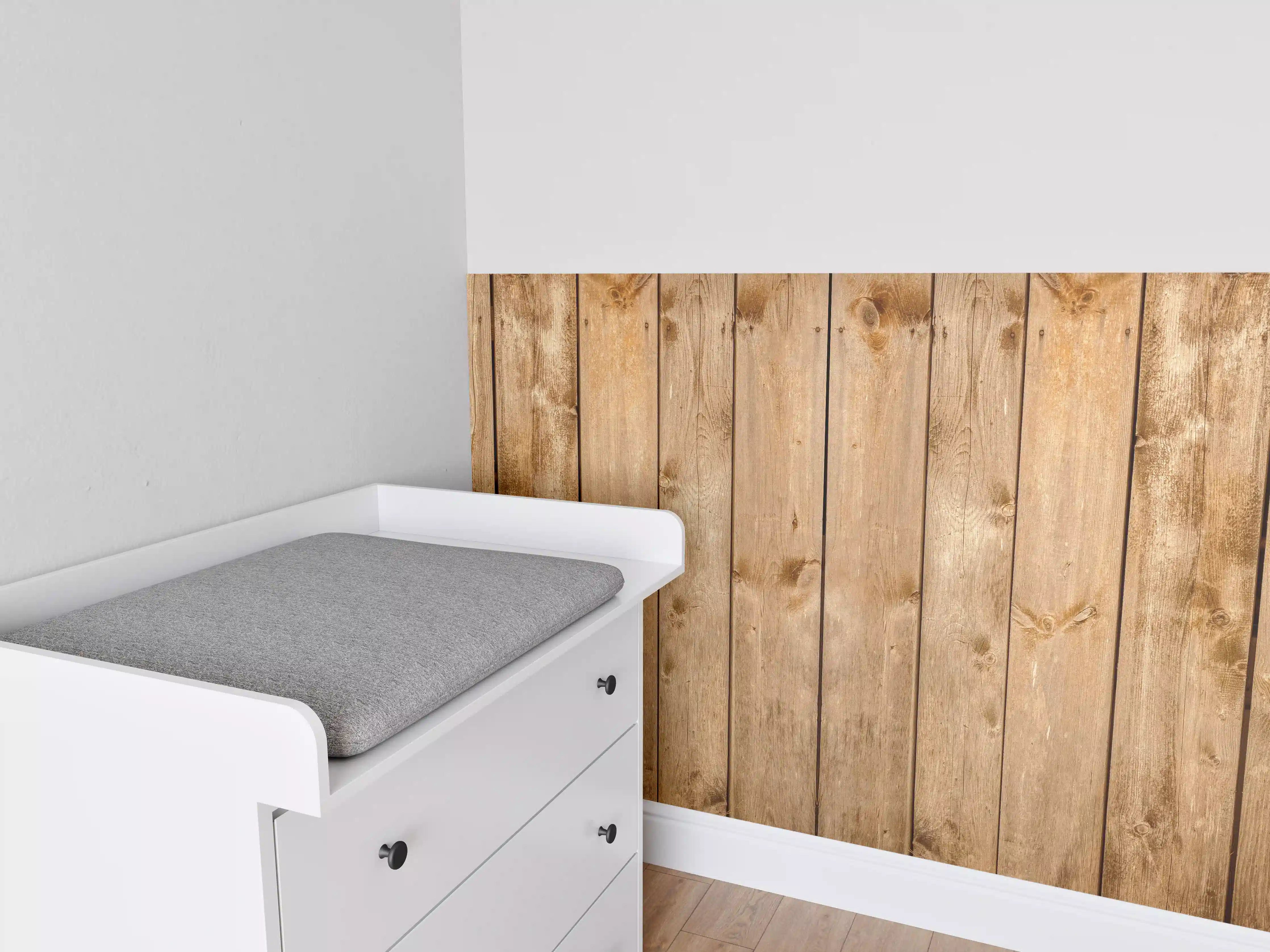 Babyzimmer Wandgestaltung - Rustikale Holzpaneele Braun