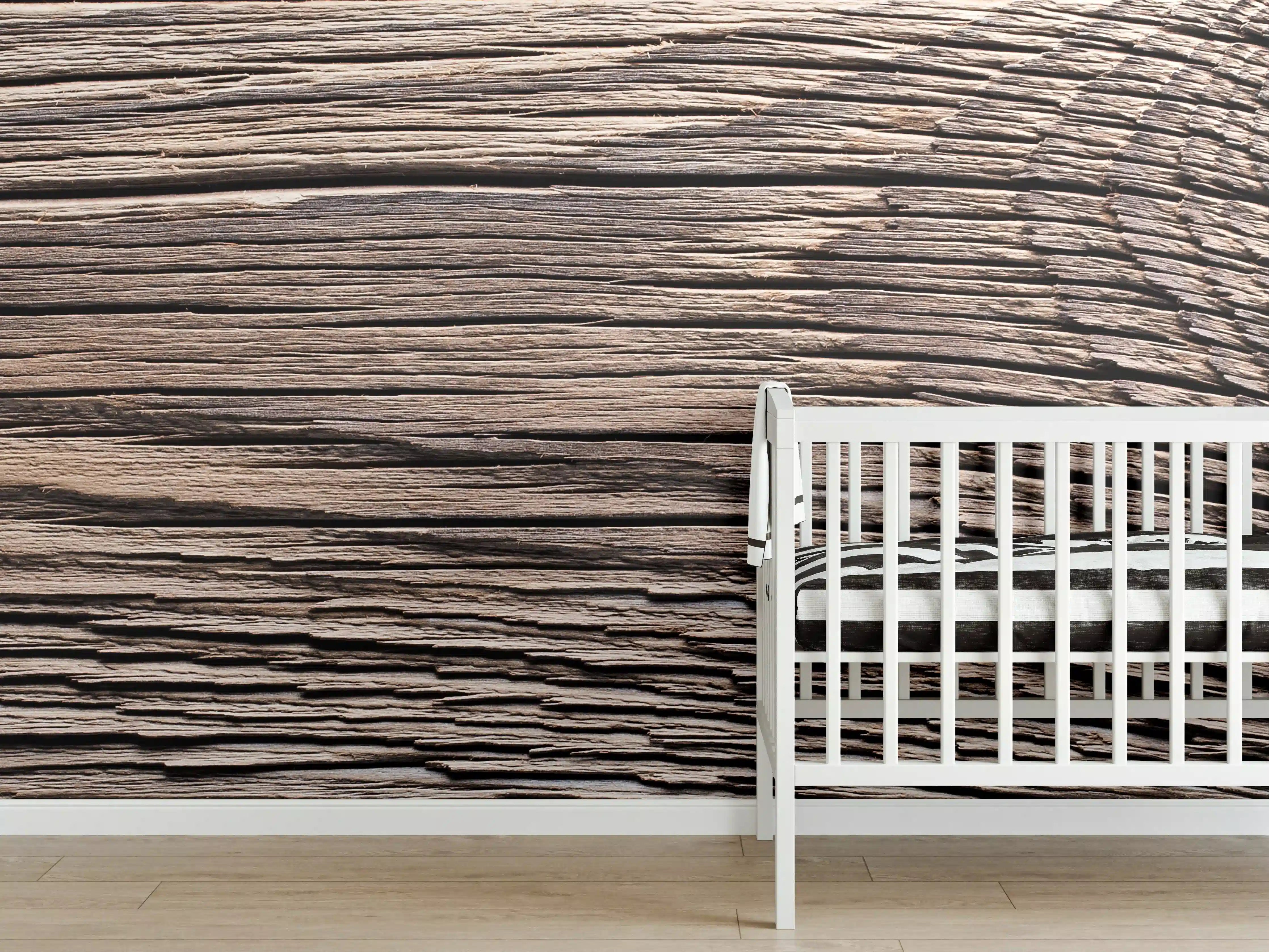 Babyzimmer Wandgestaltung - Rustikale Holzstruktur mit Jahrgangssiegel