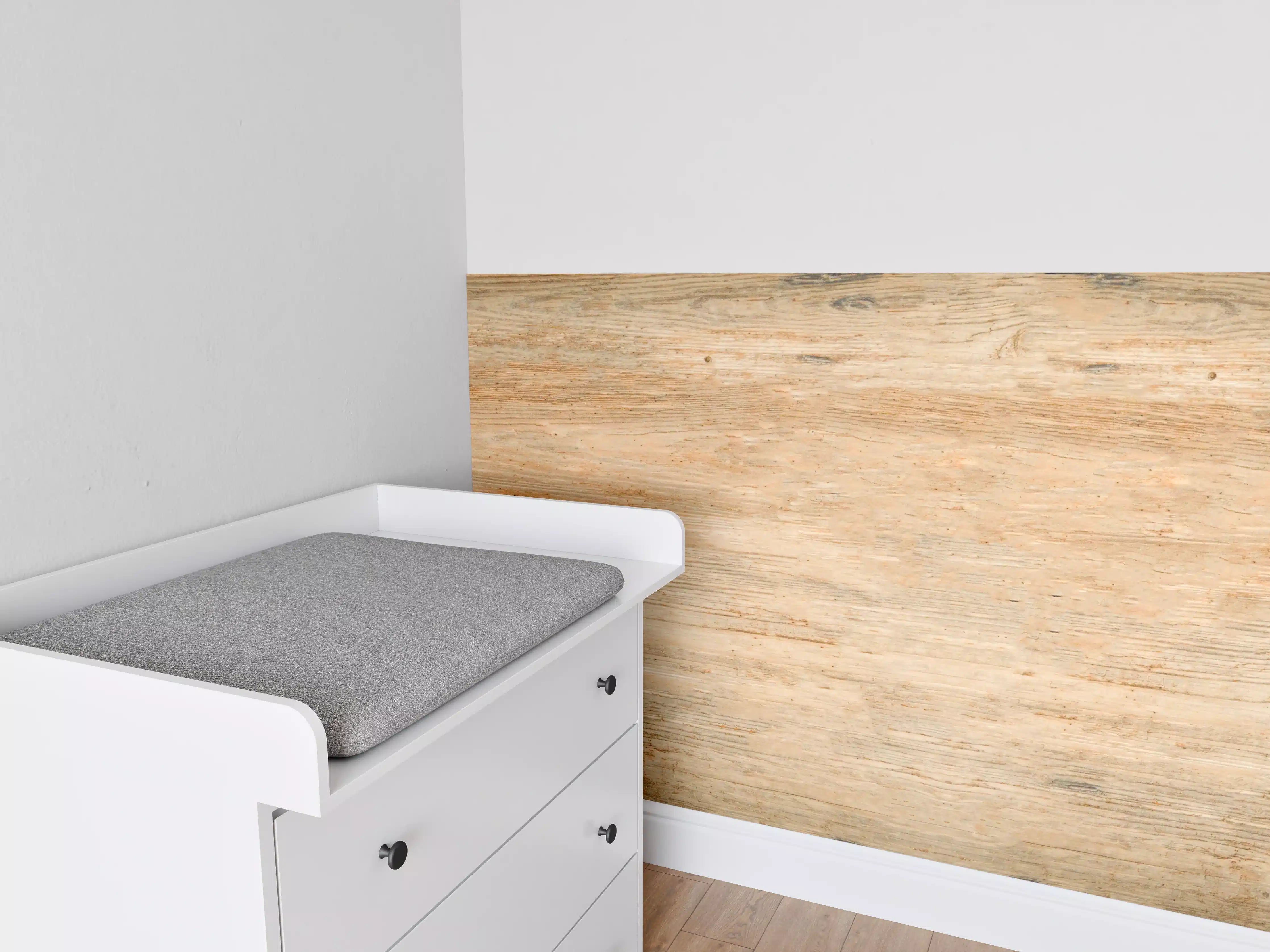 Babyzimmer Wandgestaltung - Rustikale Holztextur Panorama