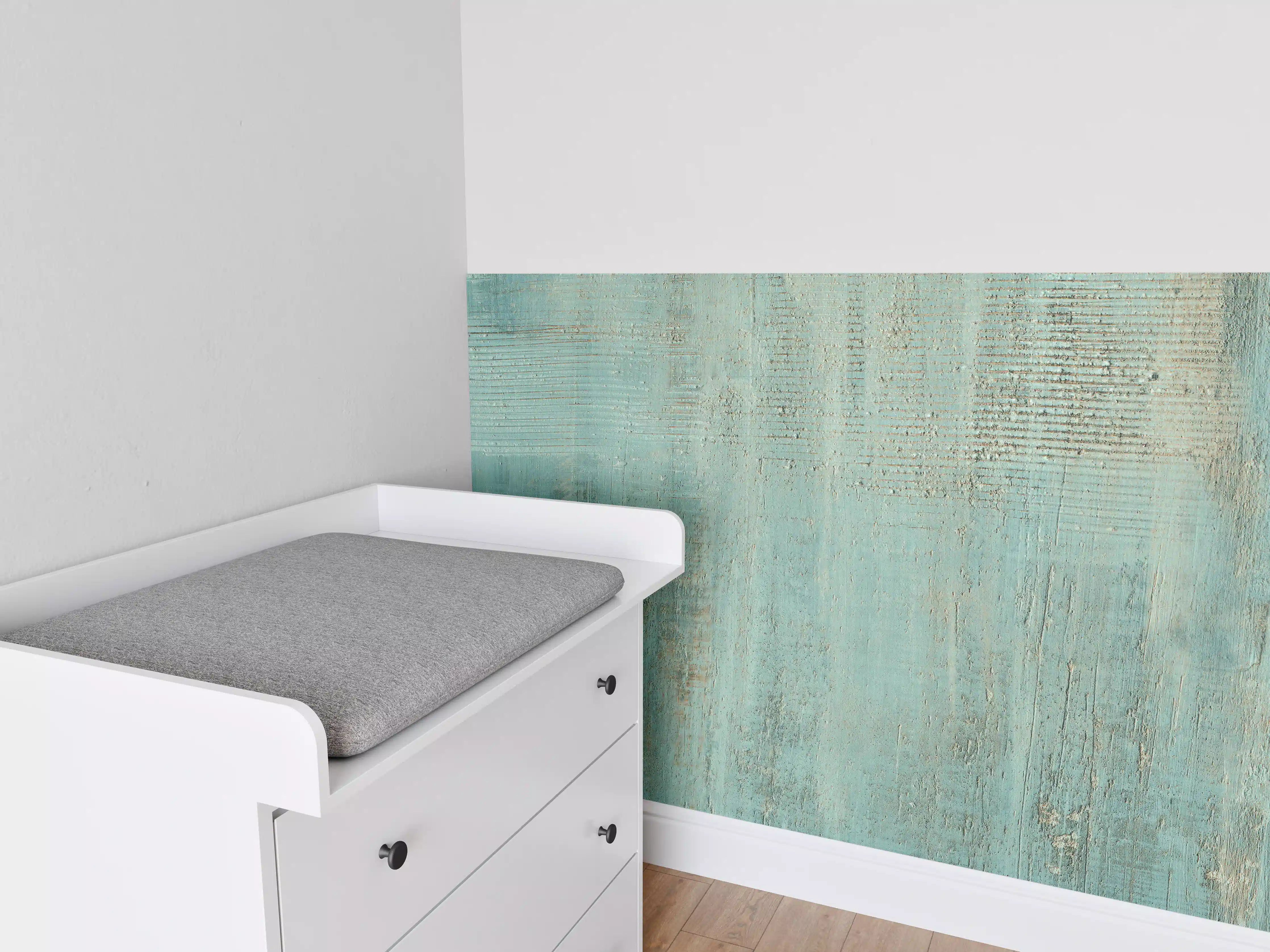 Babyzimmer Wandgestaltung - Rustikales türkisfarbiges Holz