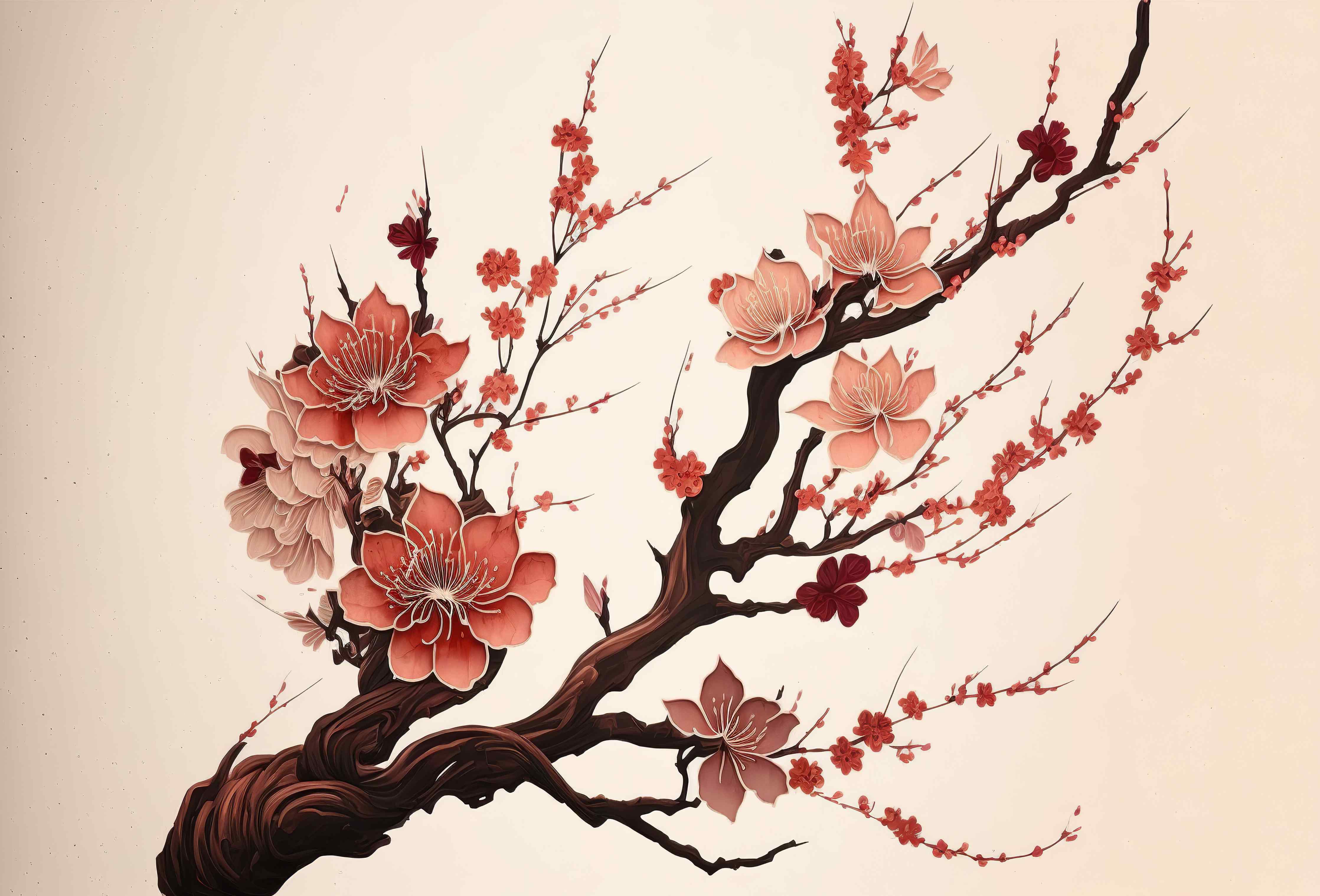 Babyzimmer Wandgestaltung-Sakura Kirschblüte Aquarell