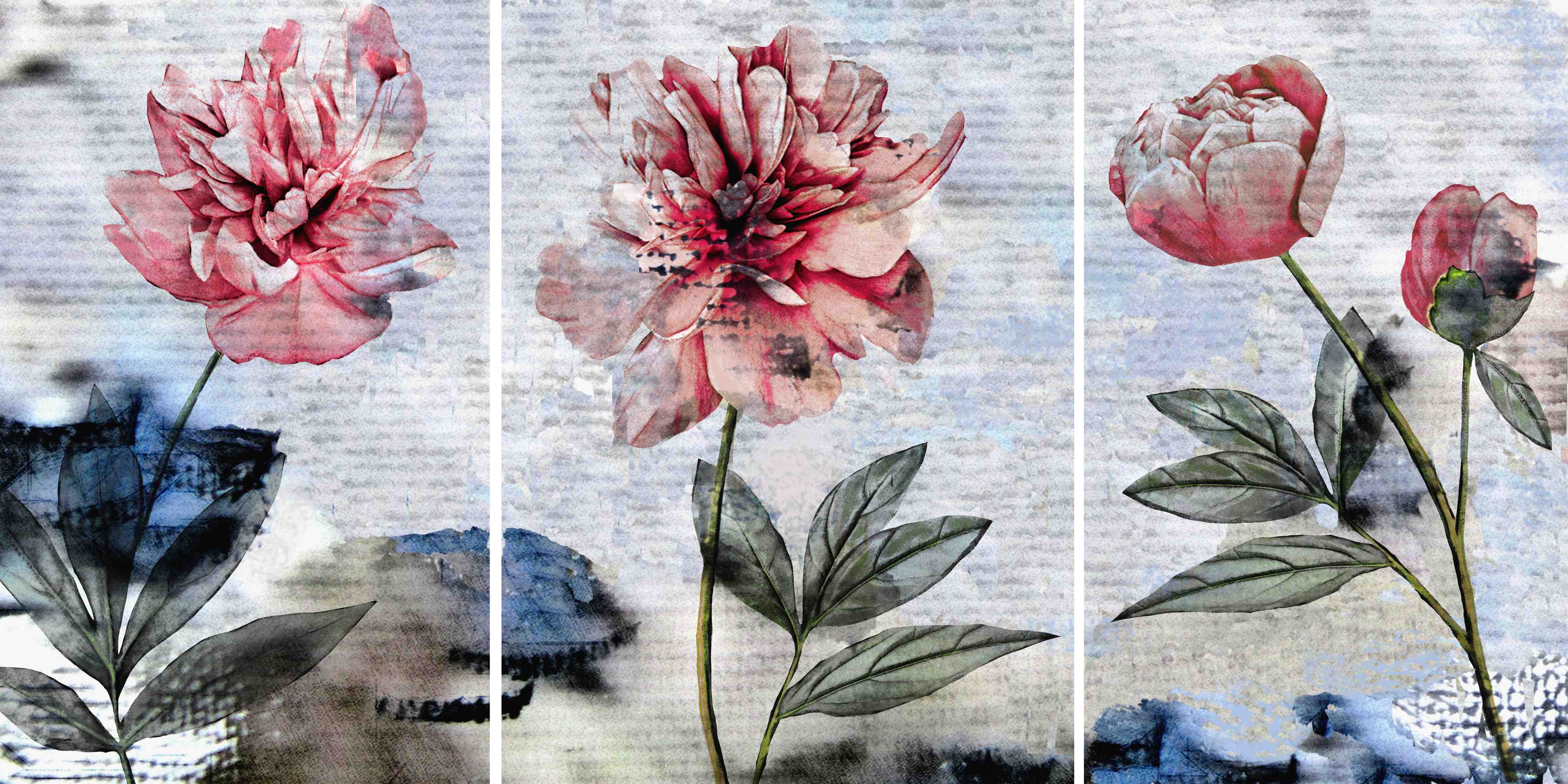 Babyzimmer Wandgestaltung-Sammlung von rosa Blumen - Ölgemälden