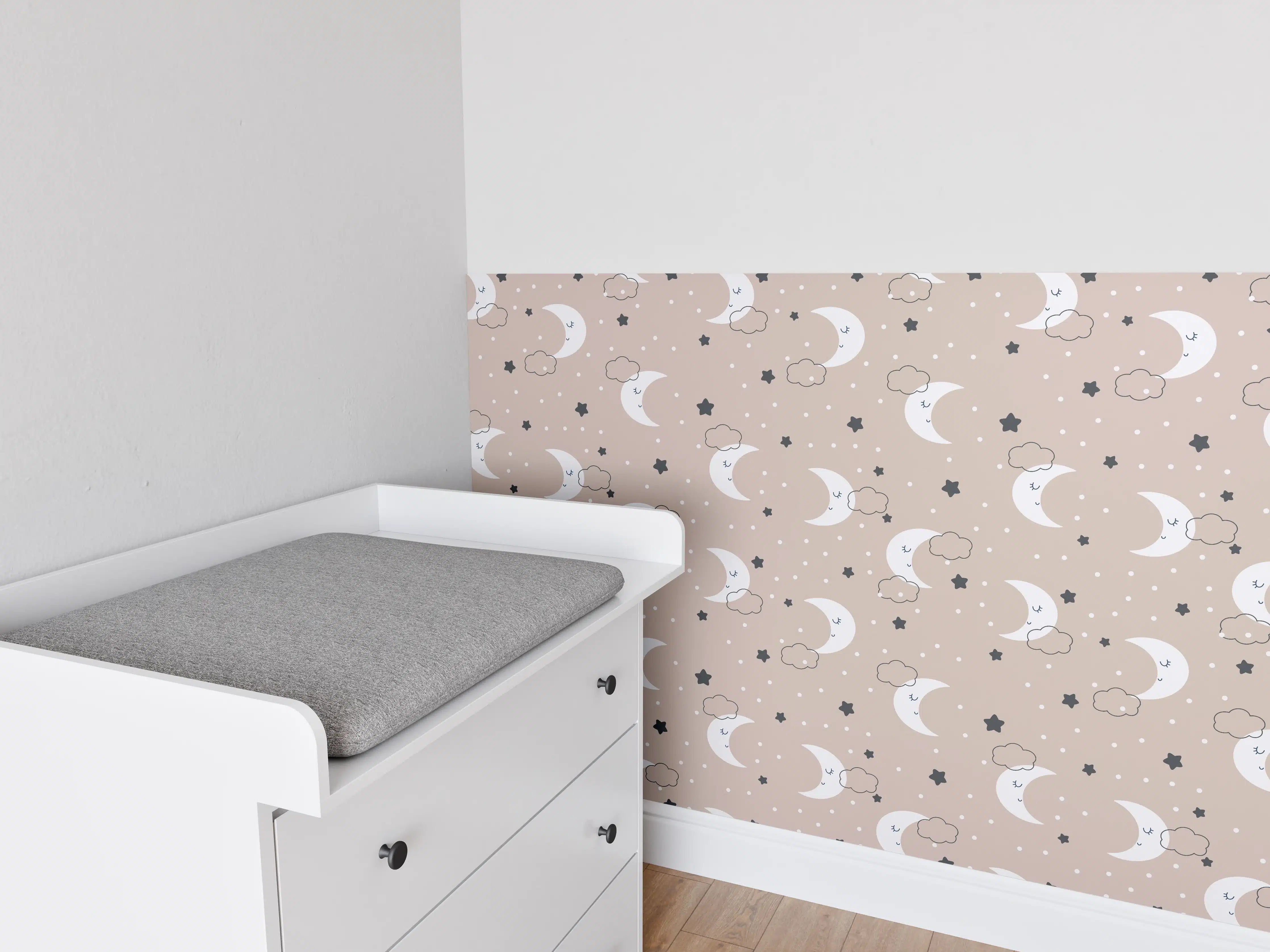 Babyzimmer Wandgestaltung - Sanfte Babyzimmer Wandgestaltung mit Mondmotiven