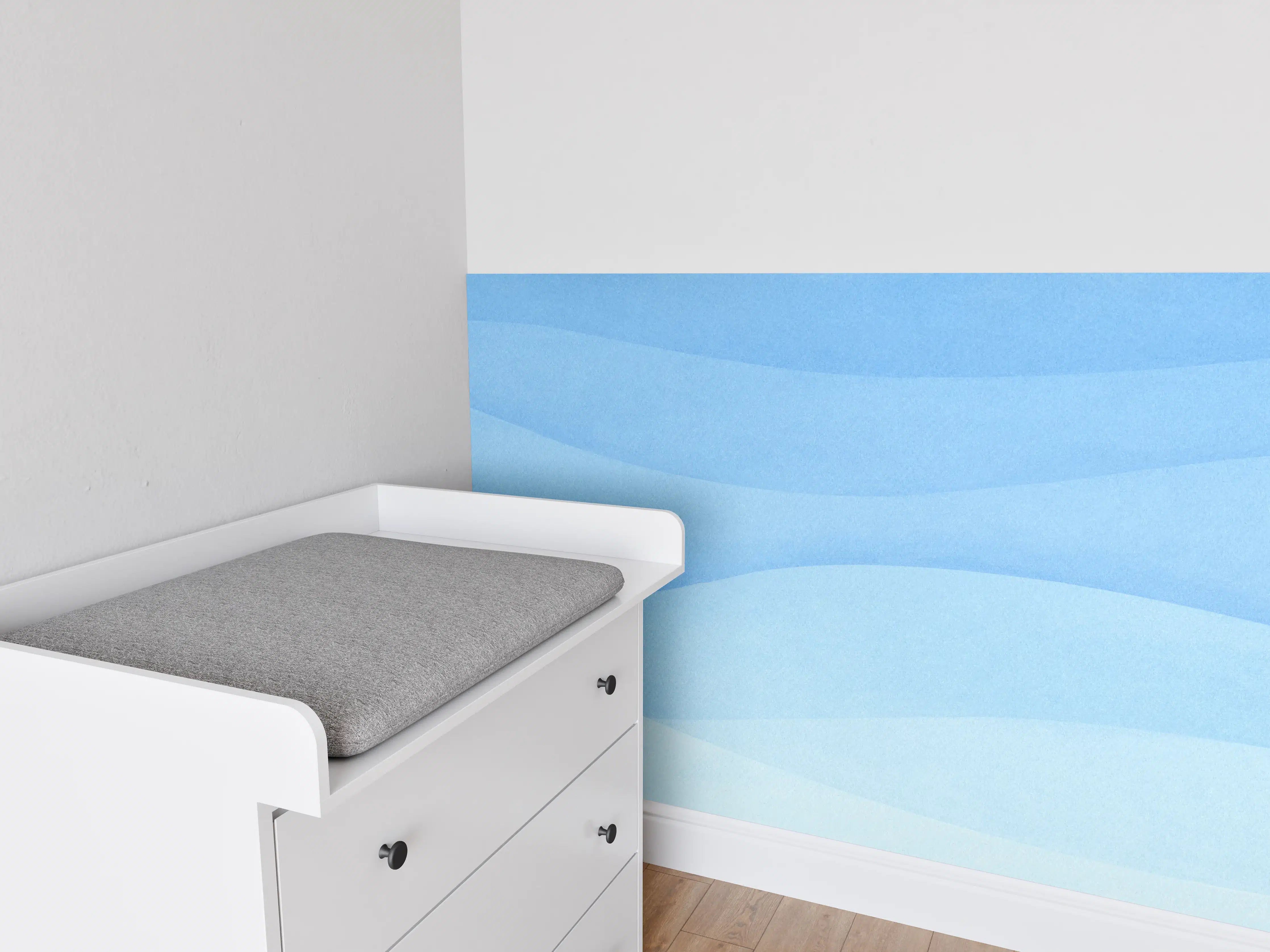 Babyzimmer Wandgestaltung - Sanfte Blau-Gradienten-Wellen