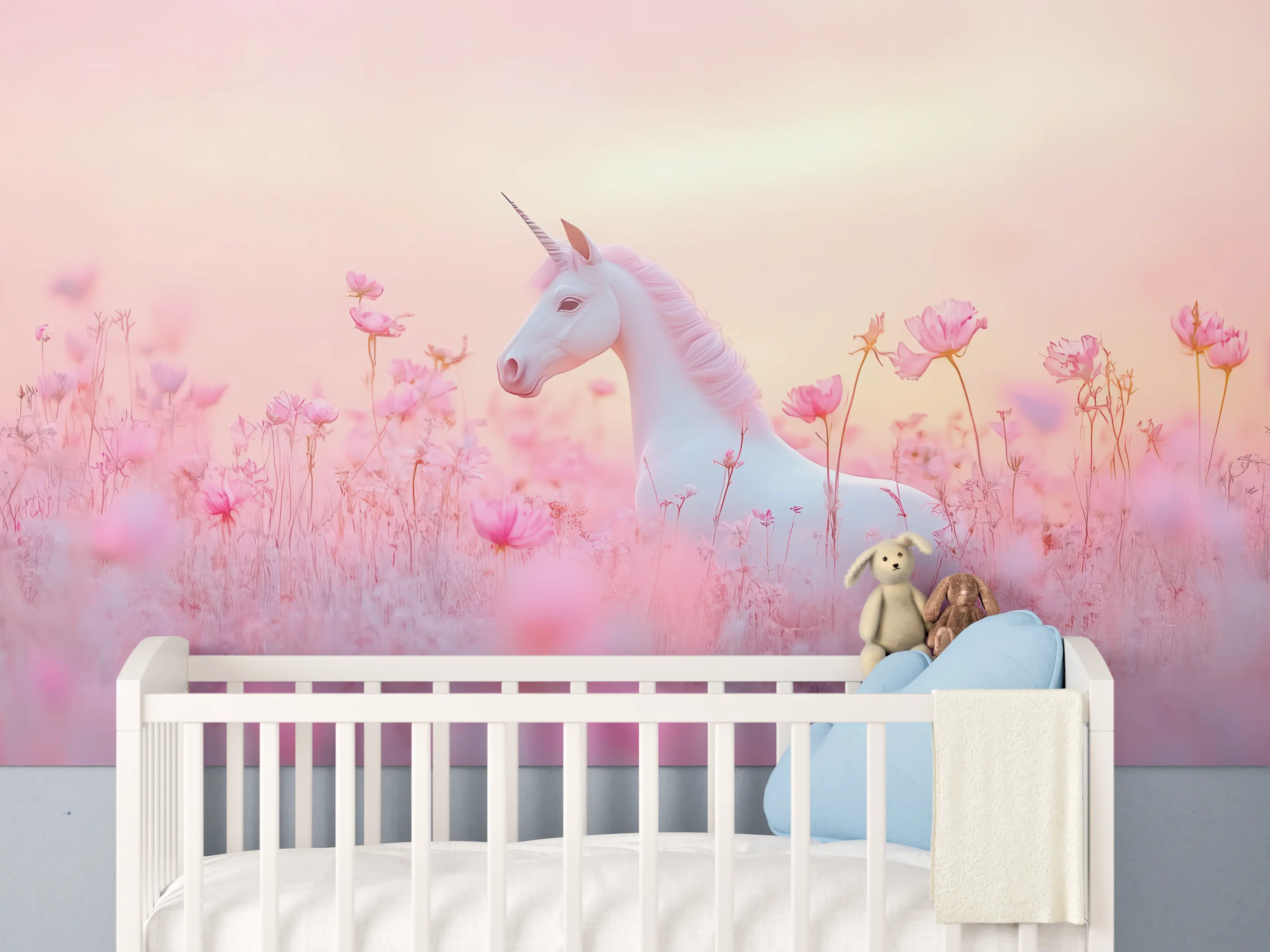 Babyzimmer Wandgestaltung - Sanfte Einhorn-Magie in Pastellfarben