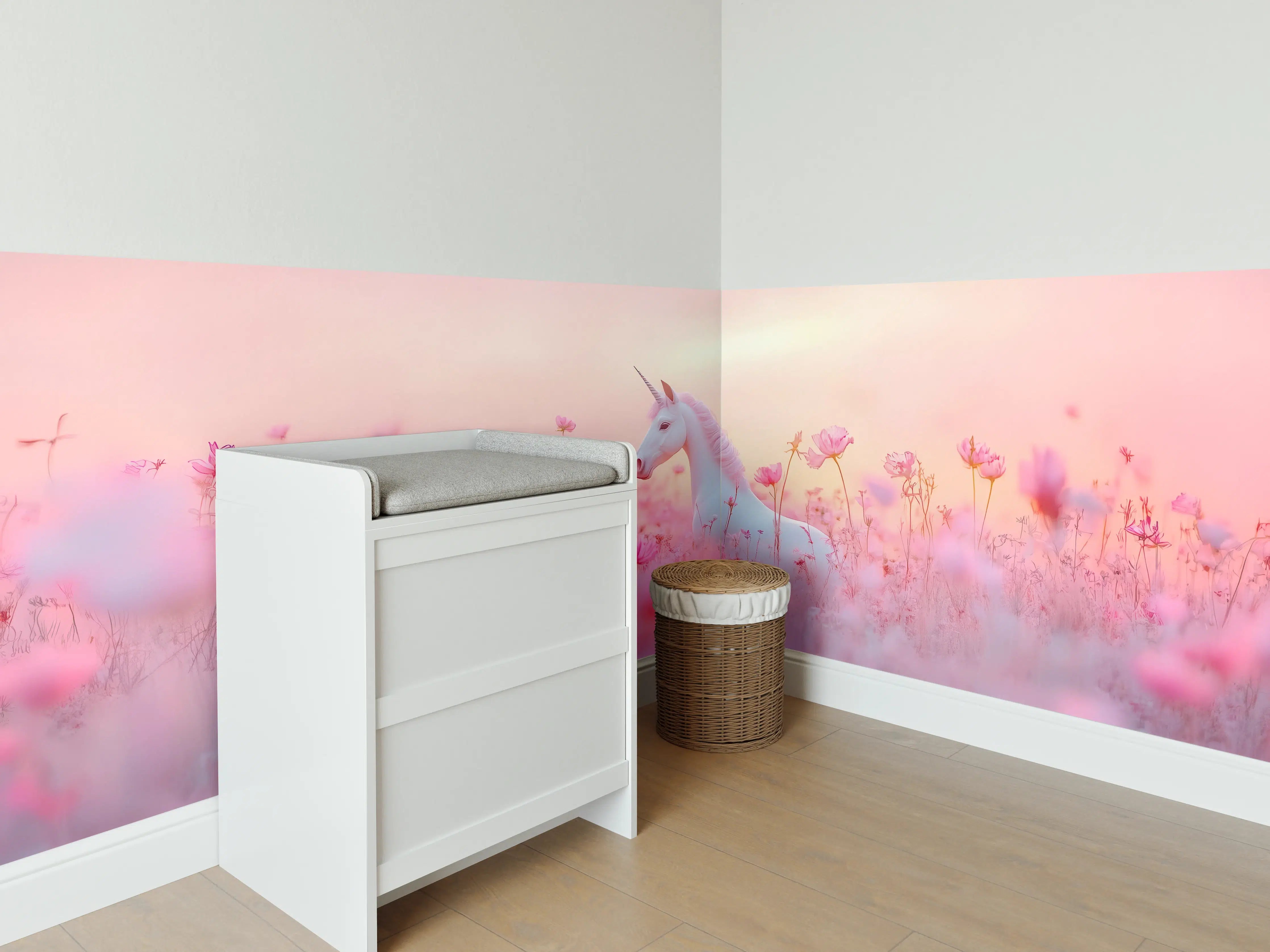 Babyzimmer Wandgestaltung - Sanfte Einhorn-Magie in Pastellfarben