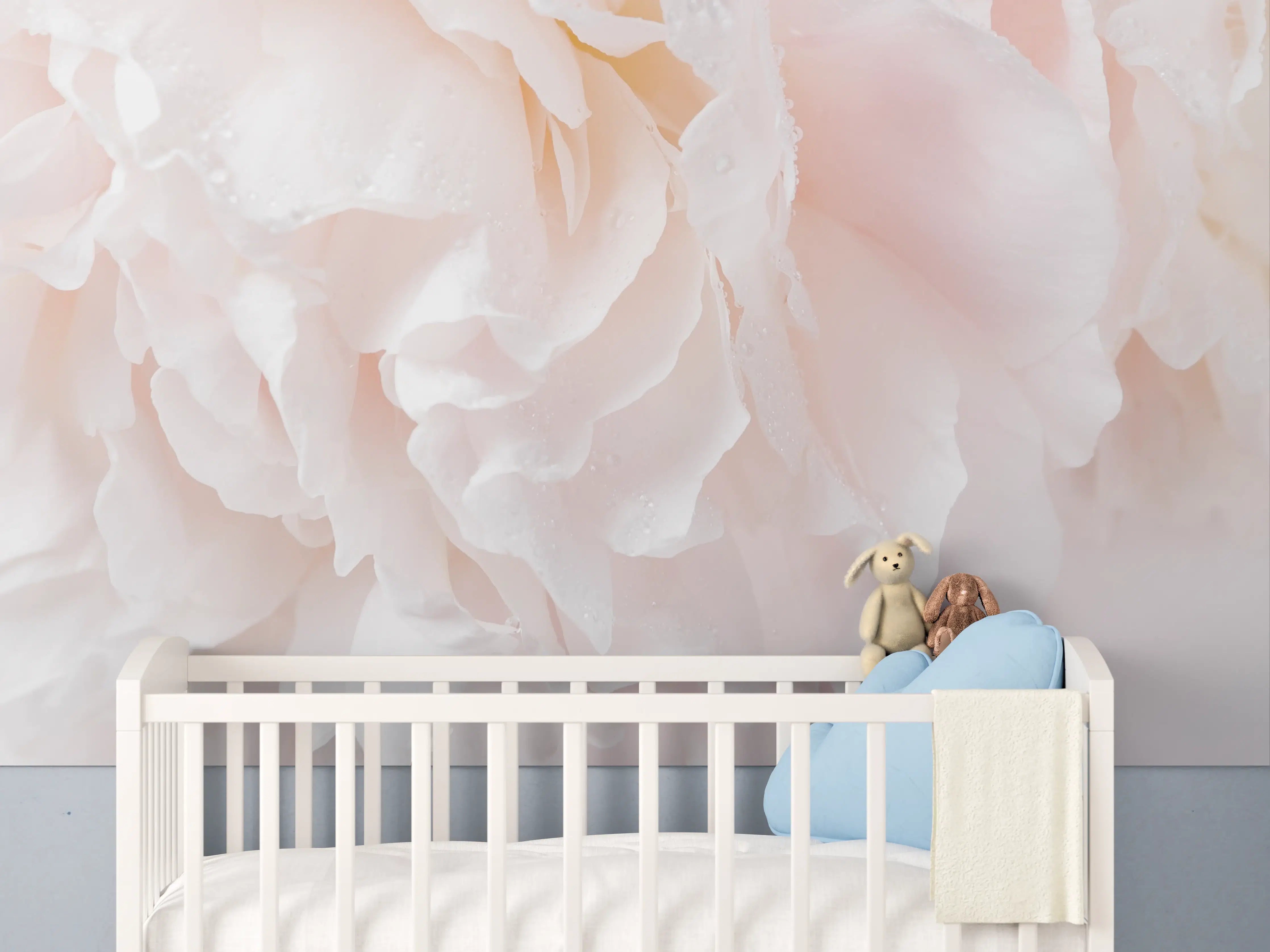 Babyzimmer Wandgestaltung - Sanfte Grautöne in Pfingstrosen