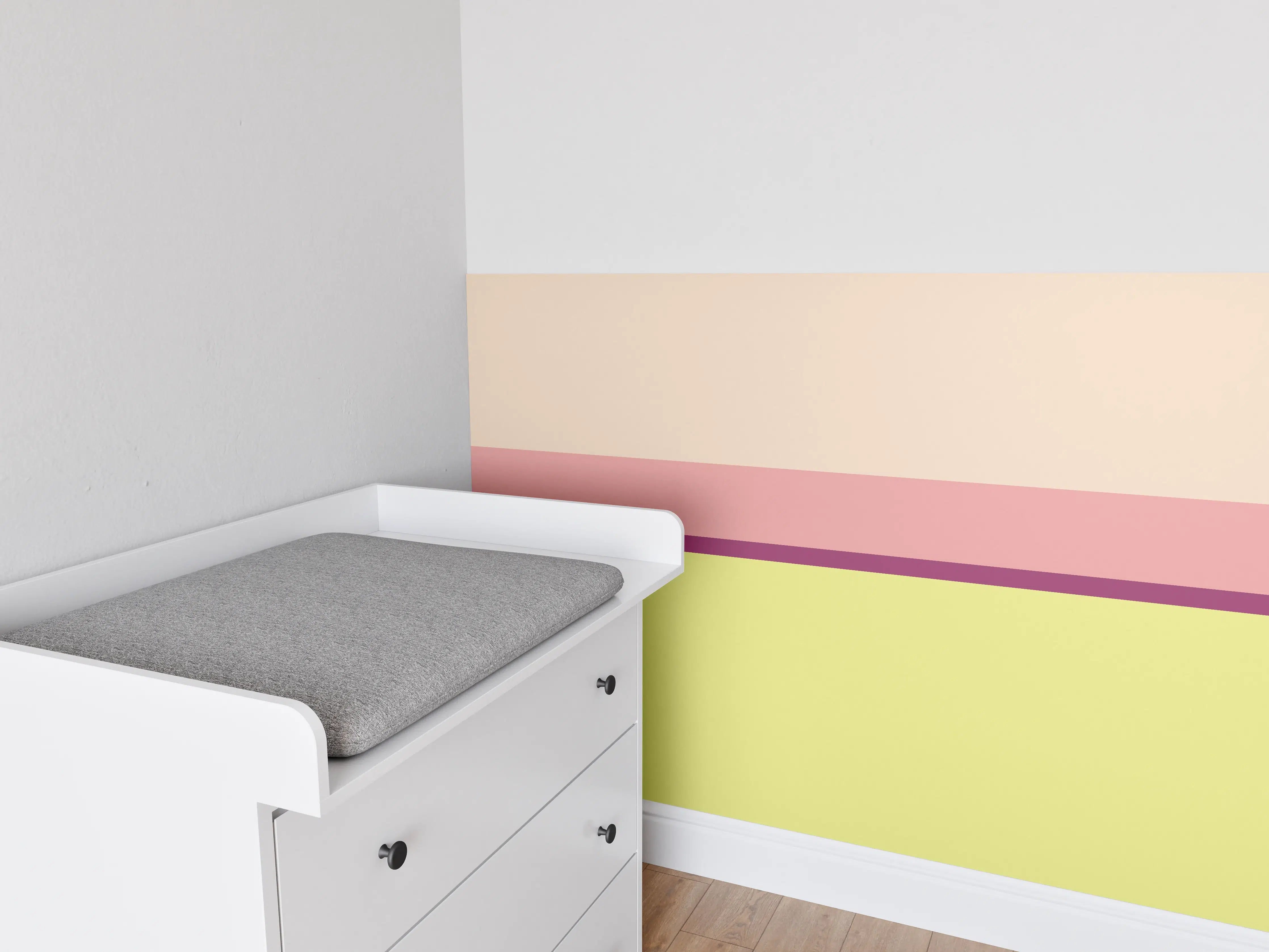 Babyzimmer Wandgestaltung - Sanfte Pastellfarben Streifen