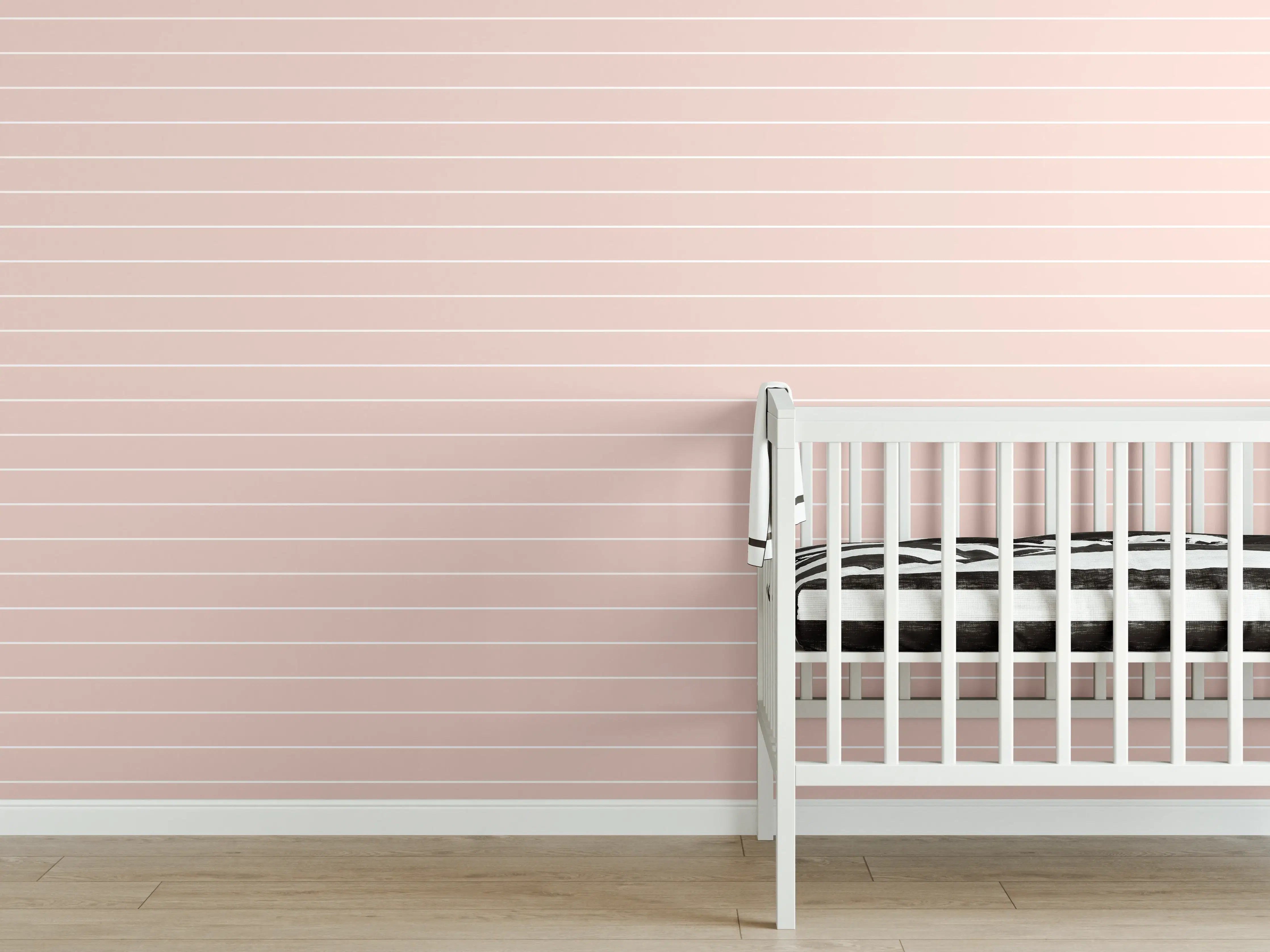 Babyzimmer Wandgestaltung - Sanfte Pastelltöne mit geometrischen Linien