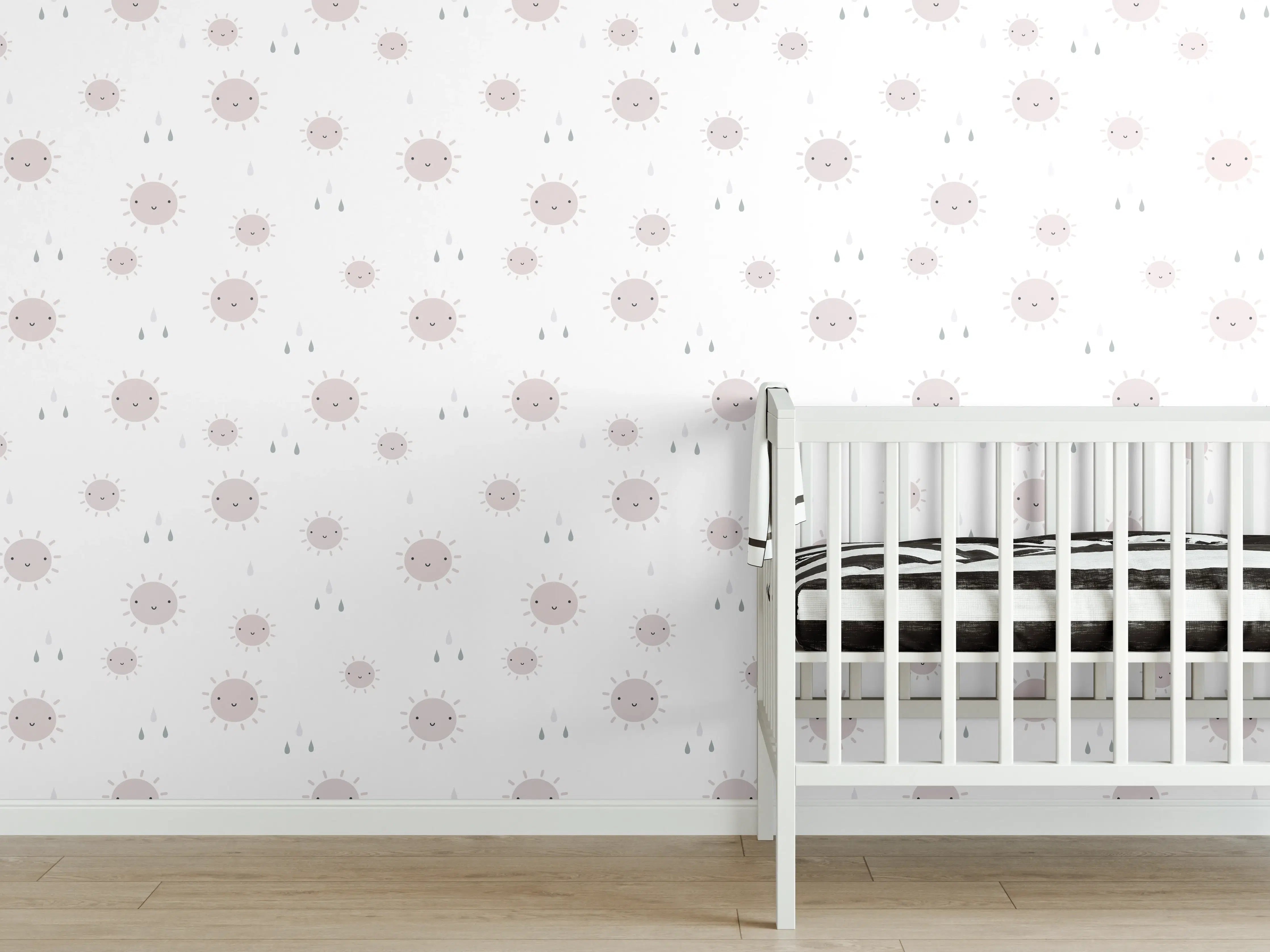 Babyzimmer Wandgestaltung - Sanfte Pünktchen in Weiß und Grau